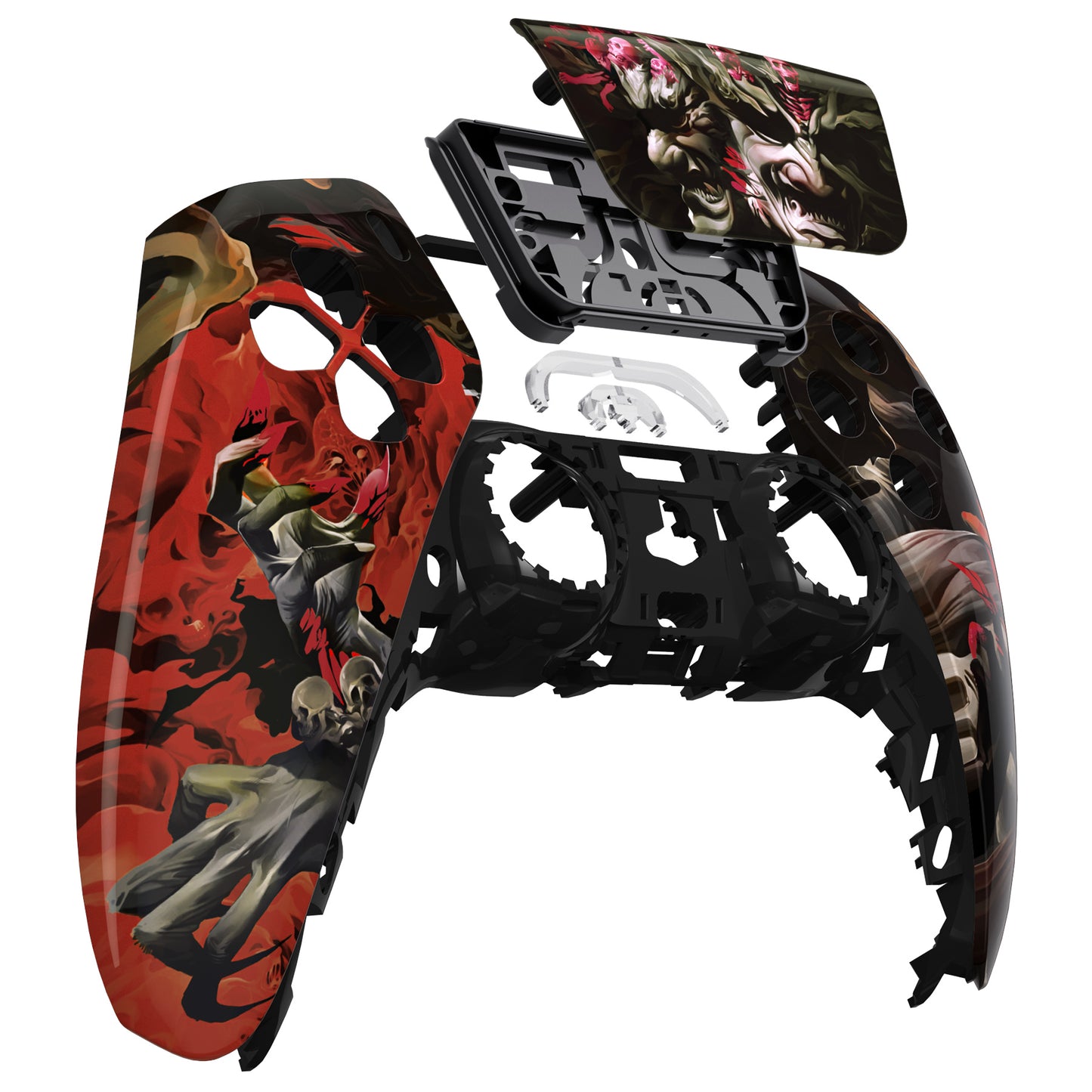 eXtremeRate PS5コントローラーBDM-010/020/030/040/050対応交換対応用フロントハウジングシェル&タッチパッド【阿修羅の怒り】
