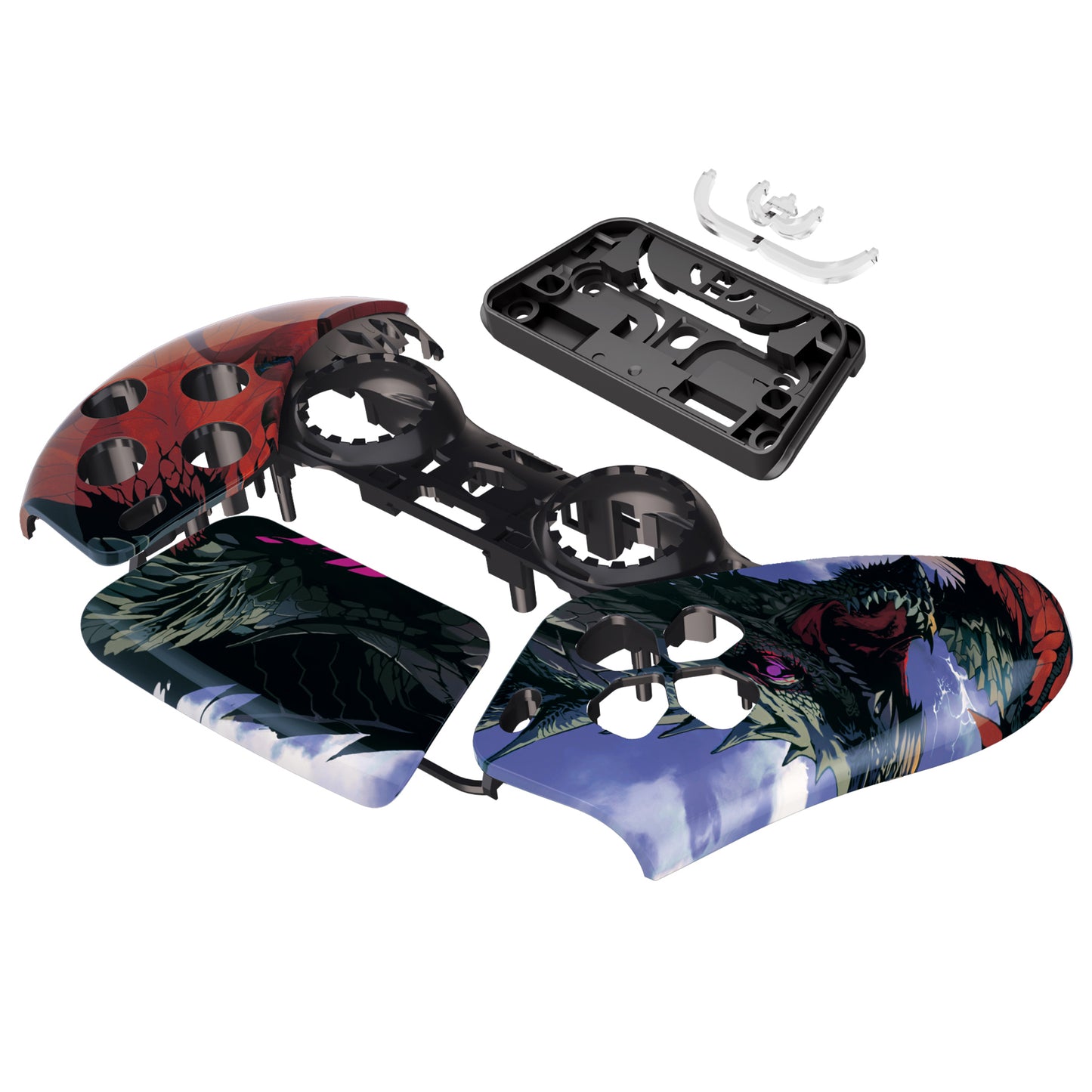 eXtremeRate PS5コントローラーBDM-010/020/030/040/050対応交換対応用フロントハウジングシェル&タッチパッド【咆哮する竜】