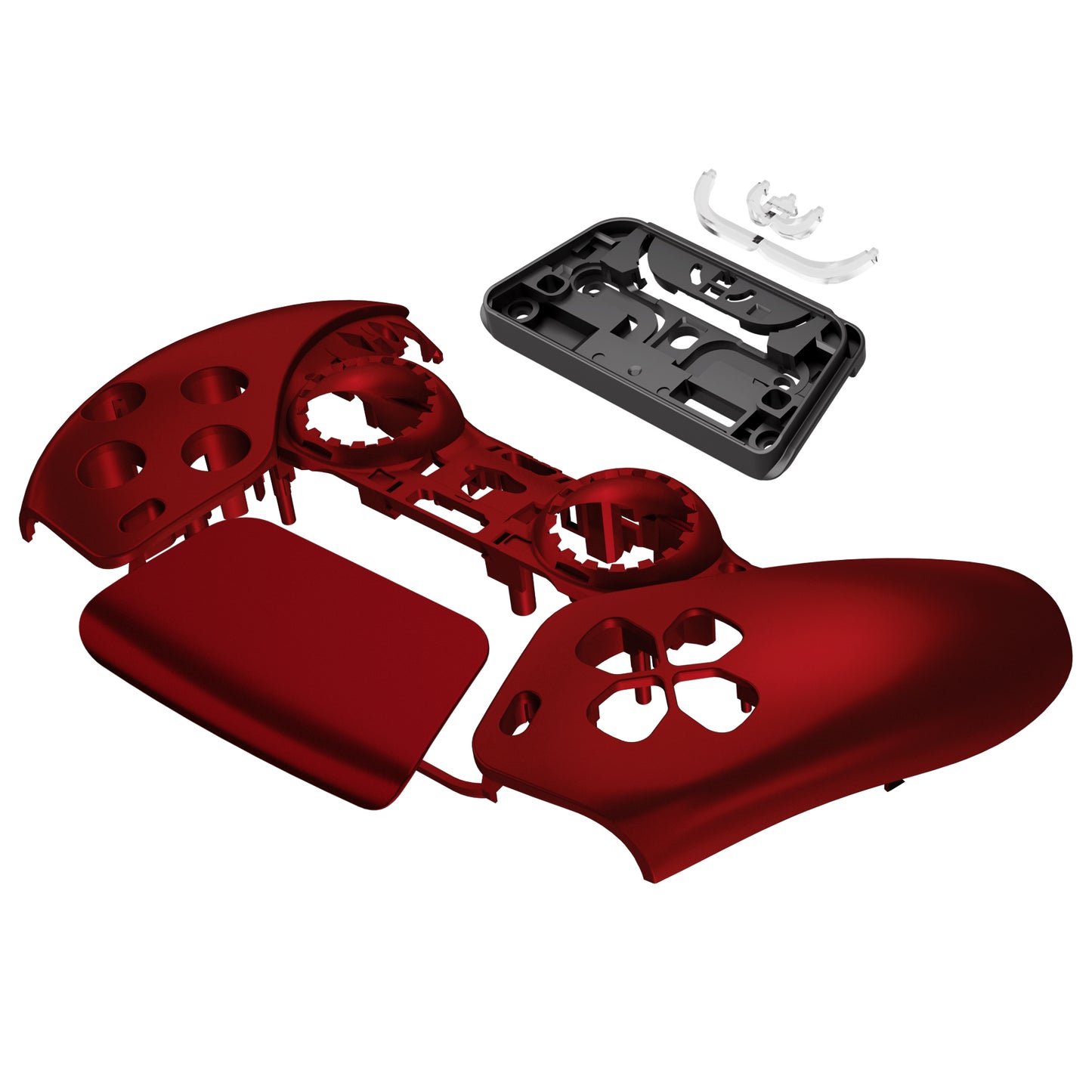 eXtremeRate PS5コントローラーBDM-010/020/030/040/050対応交換対応用フロントハウジングシェル&タッチパッド【スカーレットレッド】