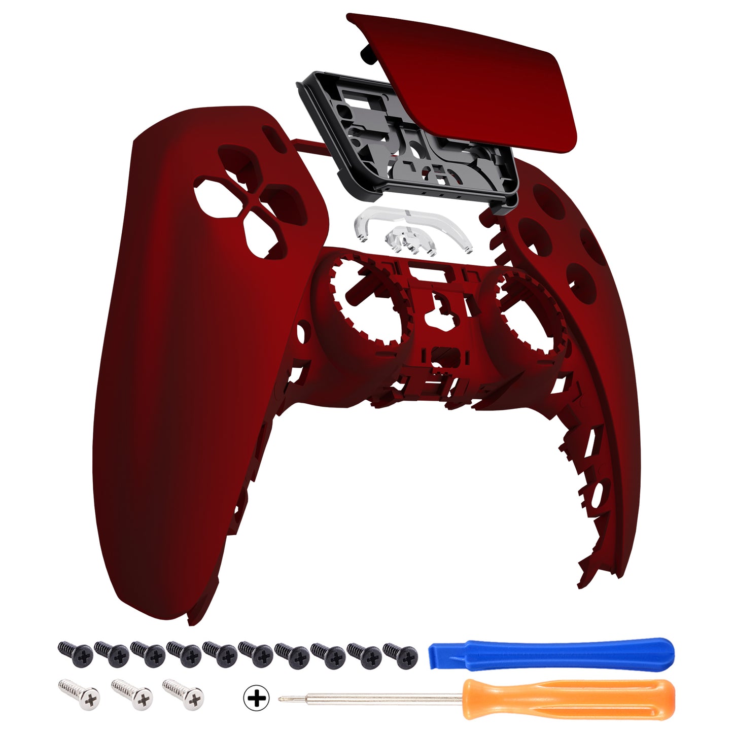 eXtremeRate PS5コントローラーBDM-010/020/030/040/050対応交換対応用フロントハウジングシェル&タッチパッド【スカーレットレッド】