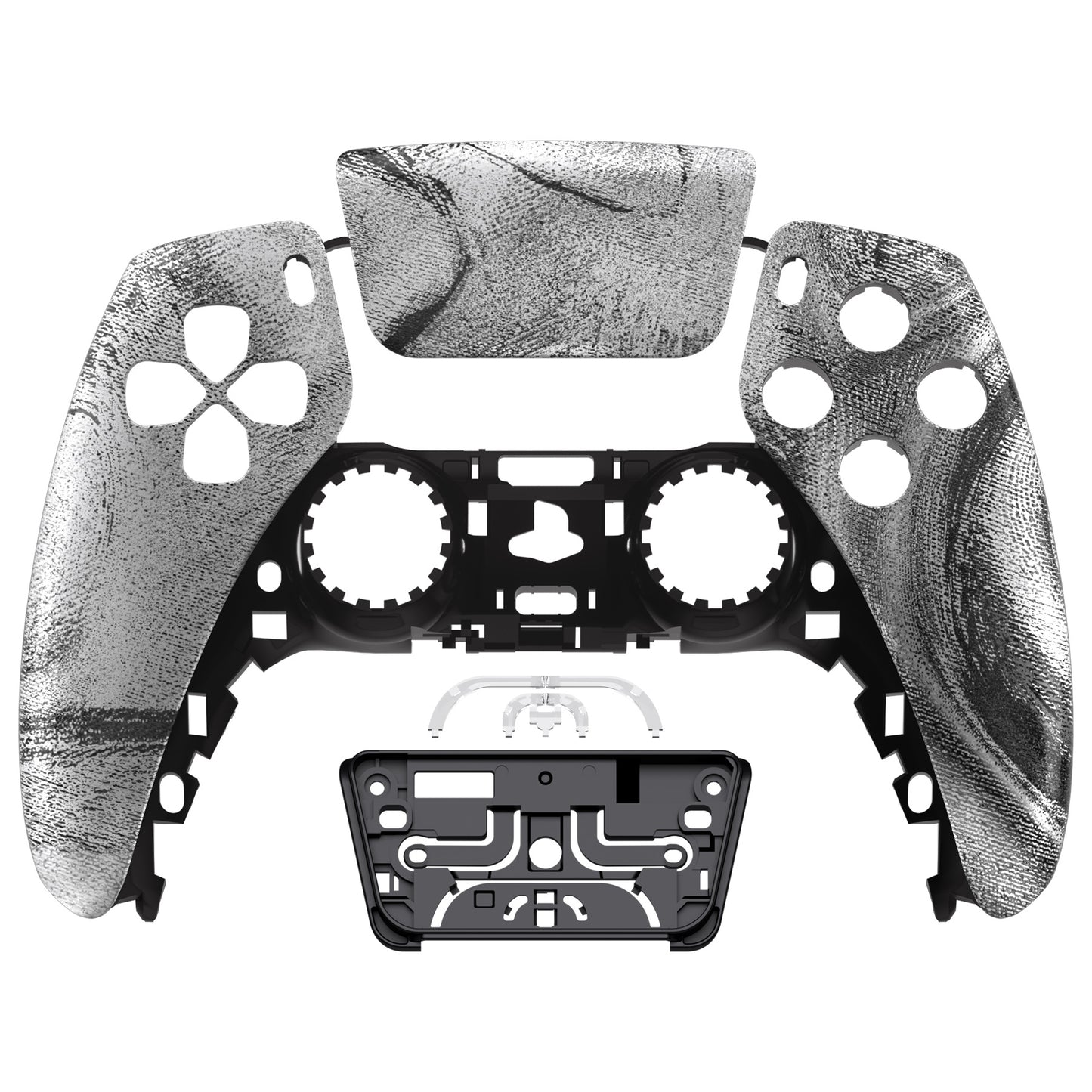 eXtremeRate PS5コントローラーBDM-010/020/030/040/050対応交換対応用フロントハウジングシェル&タッチパッド【シルバーウェーブ】