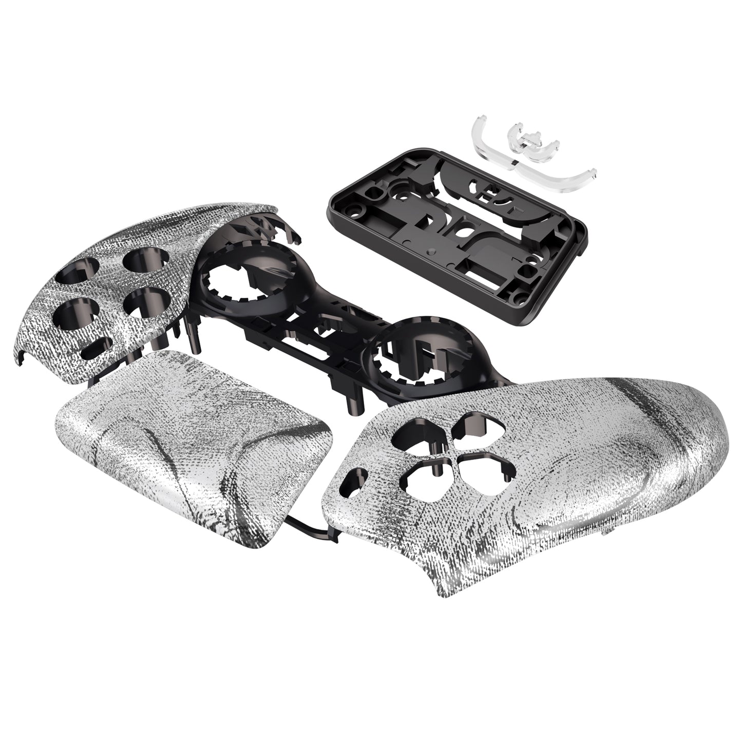 eXtremeRate PS5コントローラーBDM-010/020/030/040/050対応交換対応用フロントハウジングシェル&タッチパッド【シルバーウェーブ】