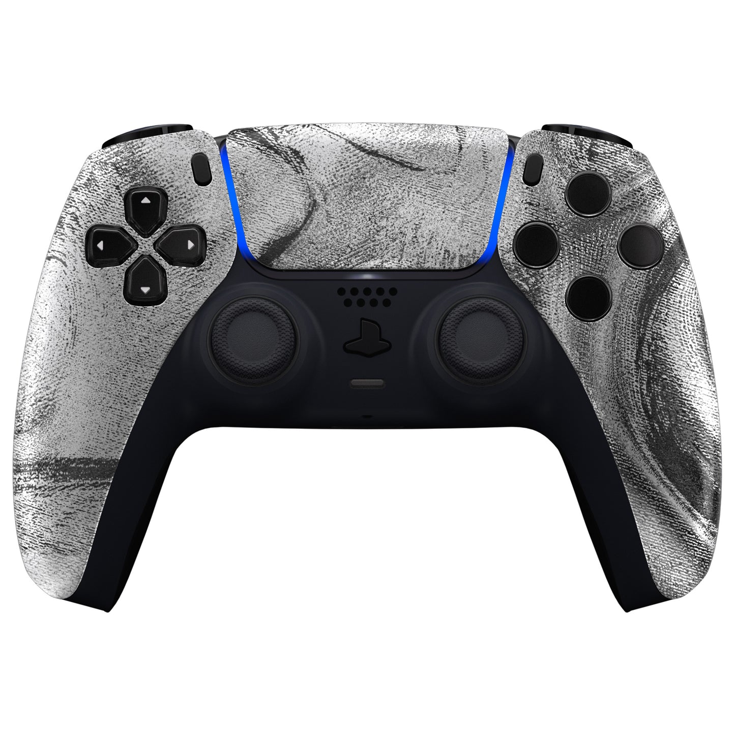 eXtremeRate PS5コントローラーBDM-010/020/030/040/050対応交換対応用フロントハウジングシェル&タッチパッド【シルバーウェーブ】