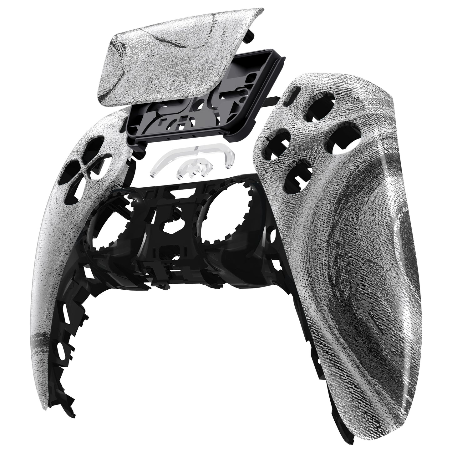 eXtremeRate PS5コントローラーBDM-010/020/030/040/050対応交換対応用フロントハウジングシェル&タッチパッド【シルバーウェーブ】