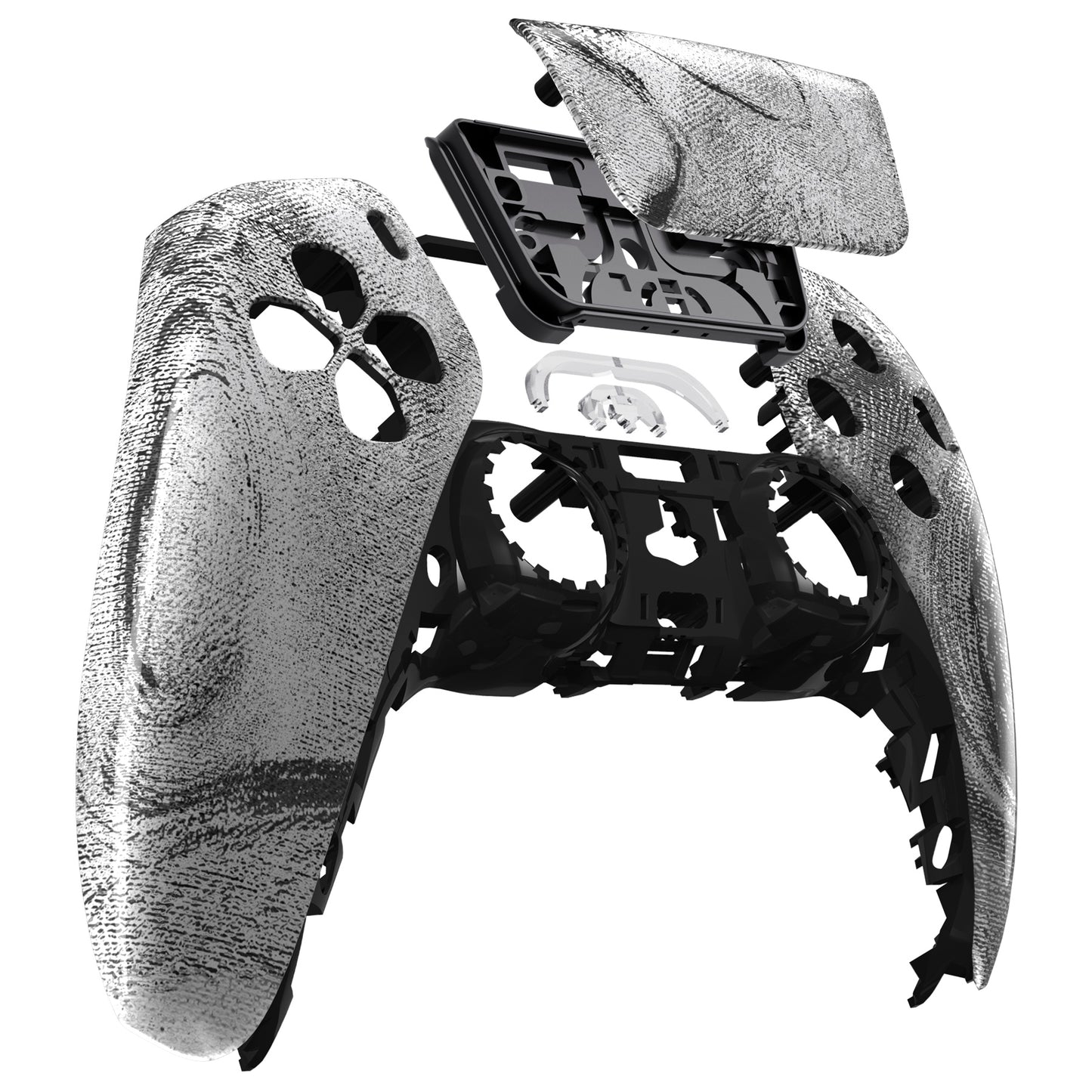 eXtremeRate PS5コントローラーBDM-010/020/030/040/050対応交換対応用フロントハウジングシェル&タッチパッド【シルバーウェーブ】