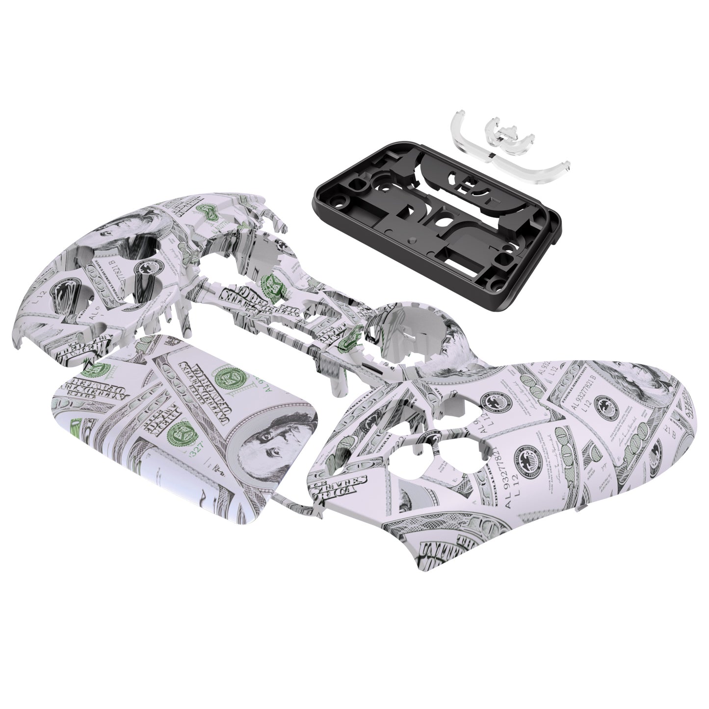 eXtremeRate PS5コントローラーBDM-010/020/030/040/050対応交換対応用フロントハウジングシェル&タッチパッド【100現金ドルパターン】