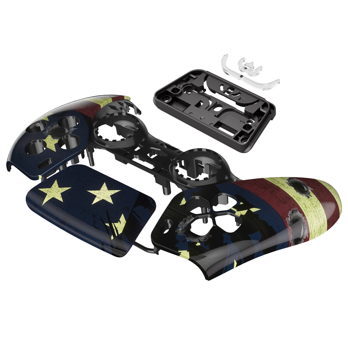 eXtremeRate PS5コントローラーBDM-010/020/030/040/050対応交換対応用フロントハウジングシェル&タッチパッド【アメリカ国旗】