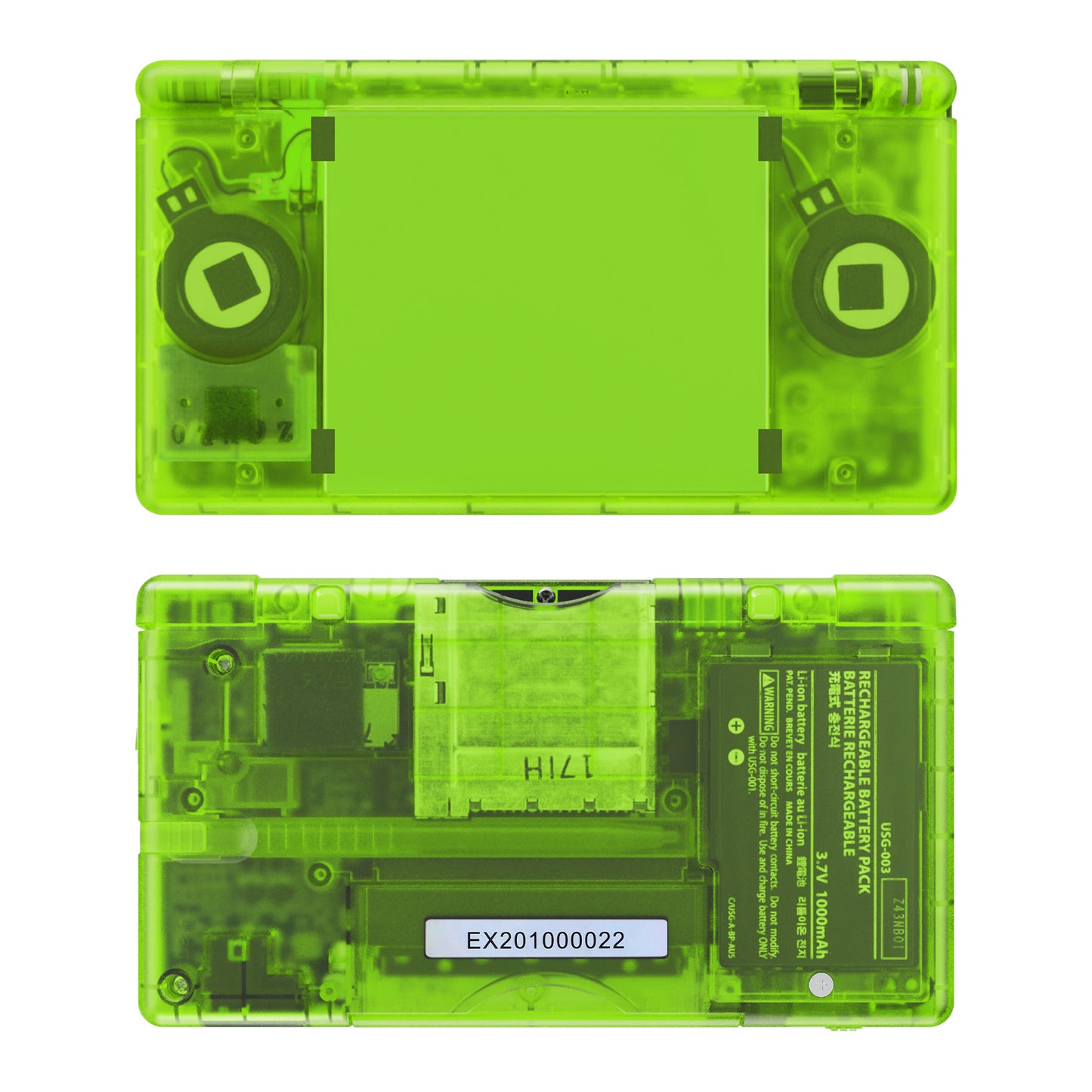 eXtremeRate ニンテンドーDS Lite用交換フルハウジングシェル&ボタンセット保護フィルム付き【クリアライムグリーン】