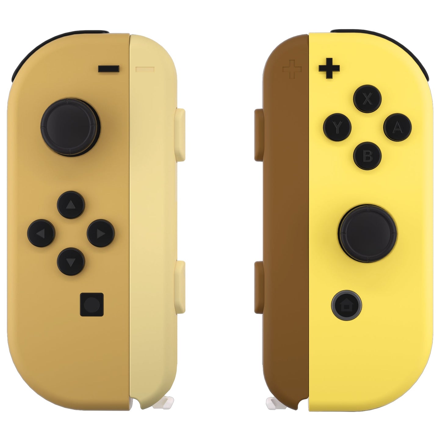 eXtremeRate NS Switch用ジョイコン交換フルセットシェルケース、ボタン&リストストラップカバー付き【ブラウン&イエロー】