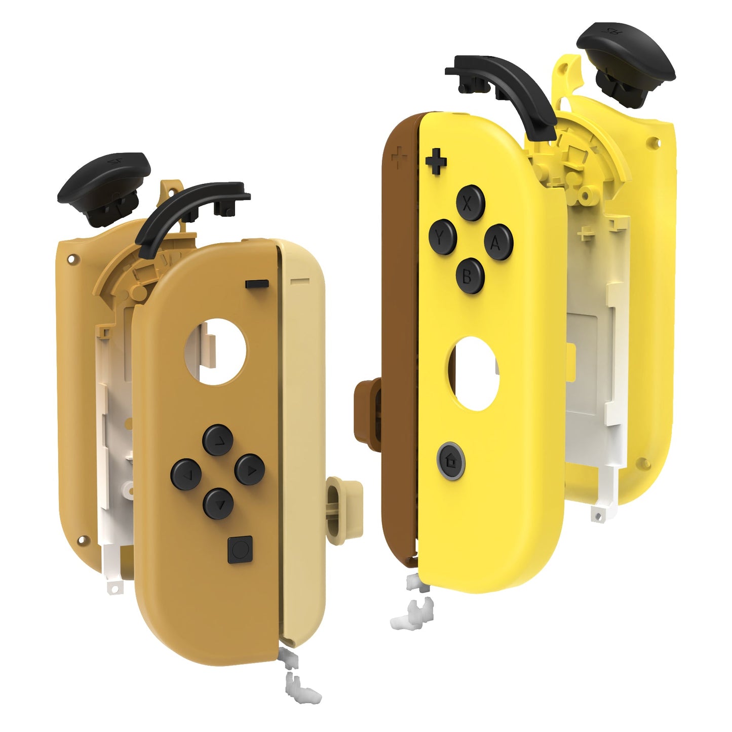 eXtremeRate NS Switch用ジョイコン交換フルセットシェルケース、ボタン&リストストラップカバー付き【ブラウン&イエロー】