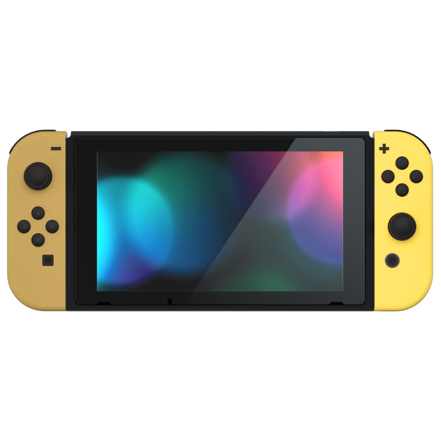 eXtremeRate NS Switch用ジョイコン交換フルセットシェルケース、ボタン&リストストラップカバー付き【ブラウン&イエロー】