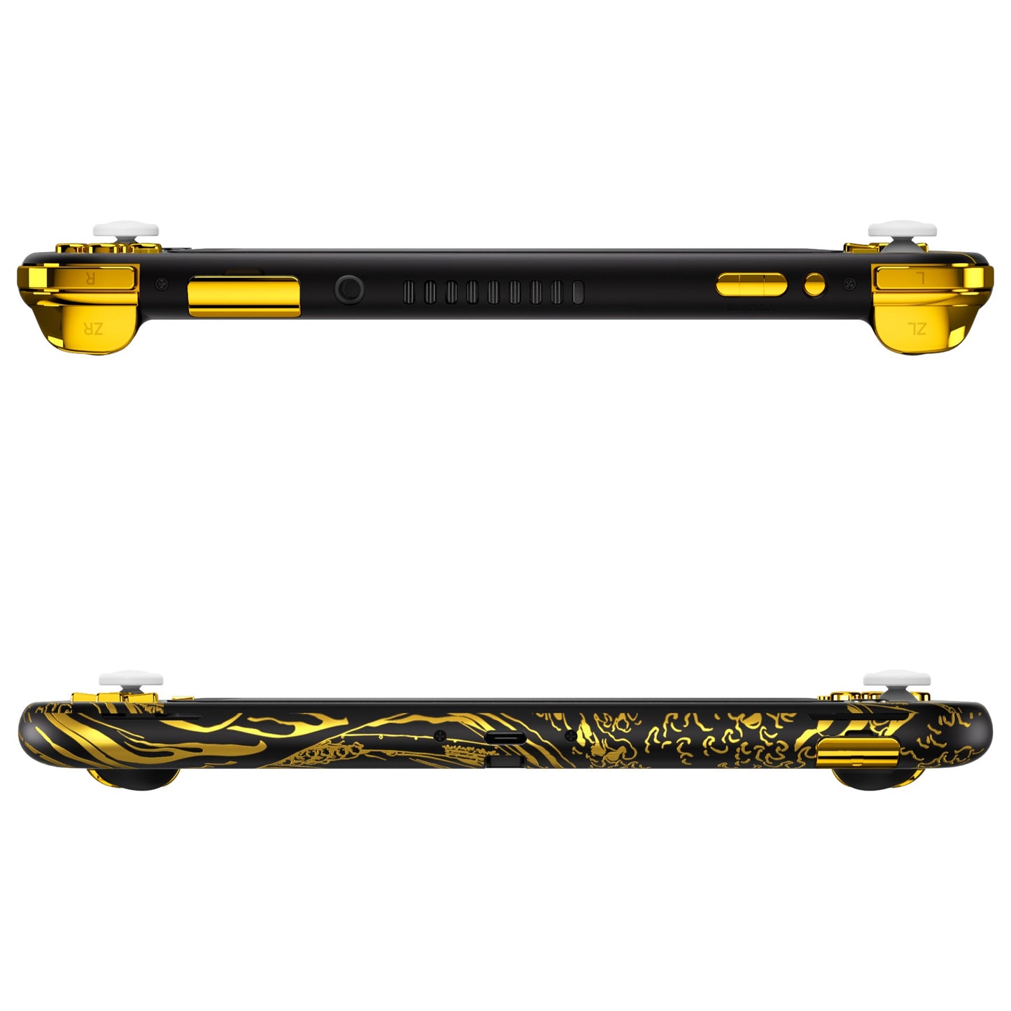 eXtremeRate Nintendo Switch Lite用交換フルセットシェル&ABXYボタン保護フィルム付き【神奈川沖の金色の波ブラック】
