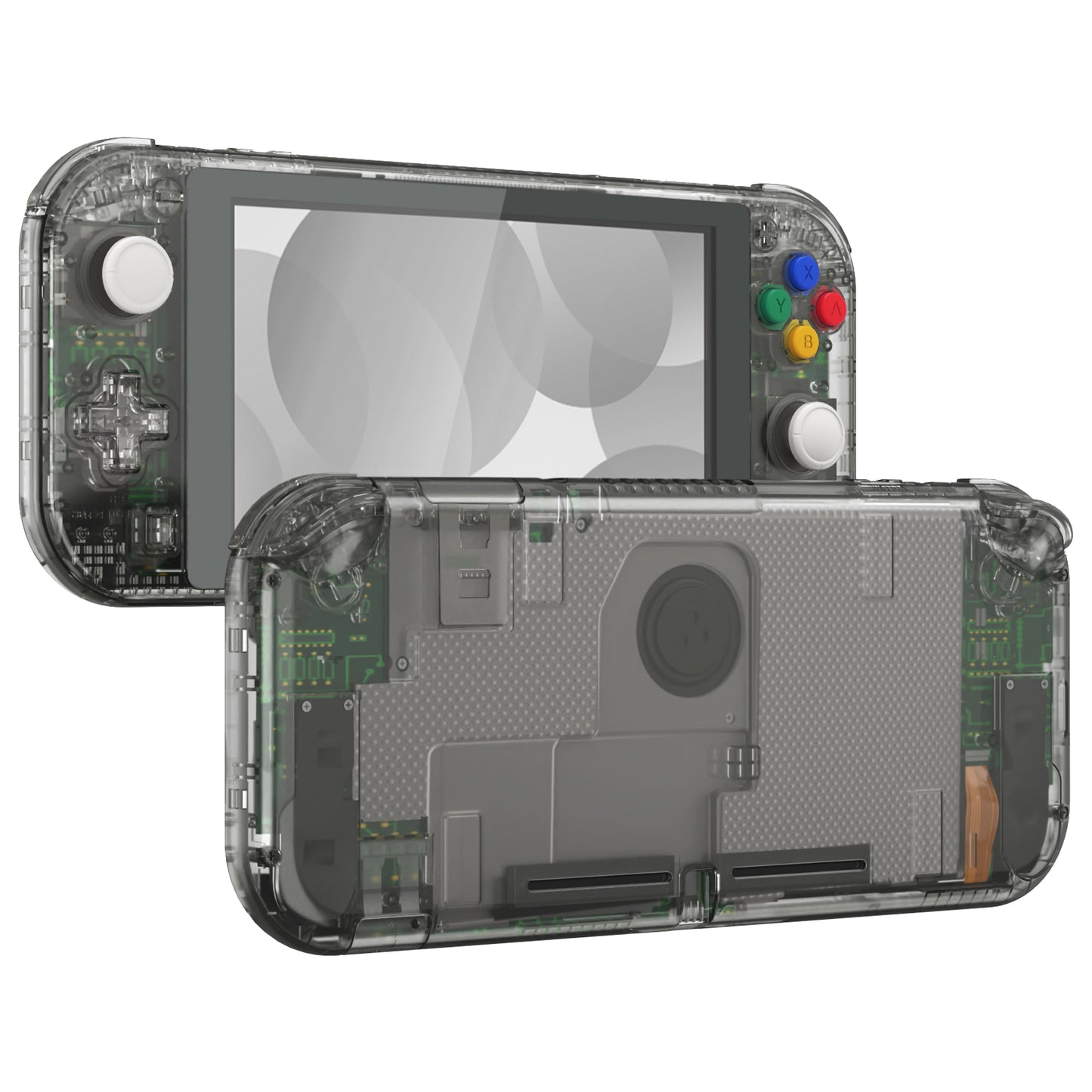 eXtremeRate Nintendo Switch Lite用交換フルセットシェル&ボタンキット保護フィルム付き【クリスタルクリアブラック】