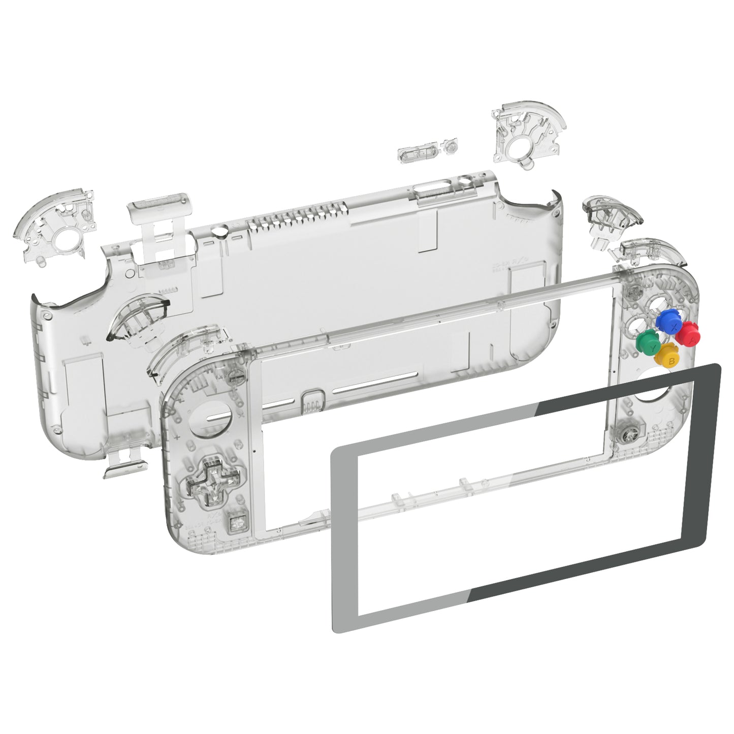 eXtremeRate Nintendo Switch Lite用交換フルセットシェル&ボタンキット保護フィルム付き【クリスタルクリアブラック】