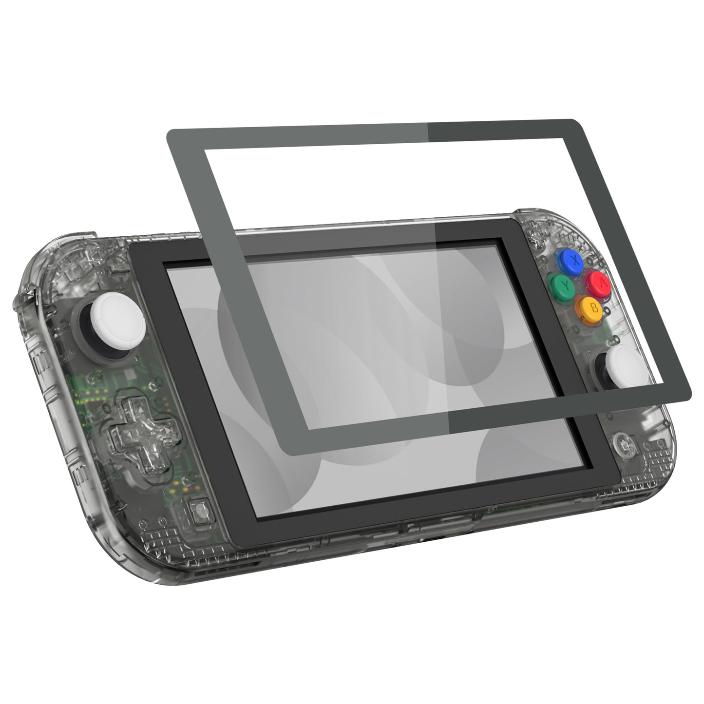 eXtremeRate Nintendo Switch Lite用交換フルセットシェル&ボタンキット保護フィルム付き【クリスタルクリアブラック】