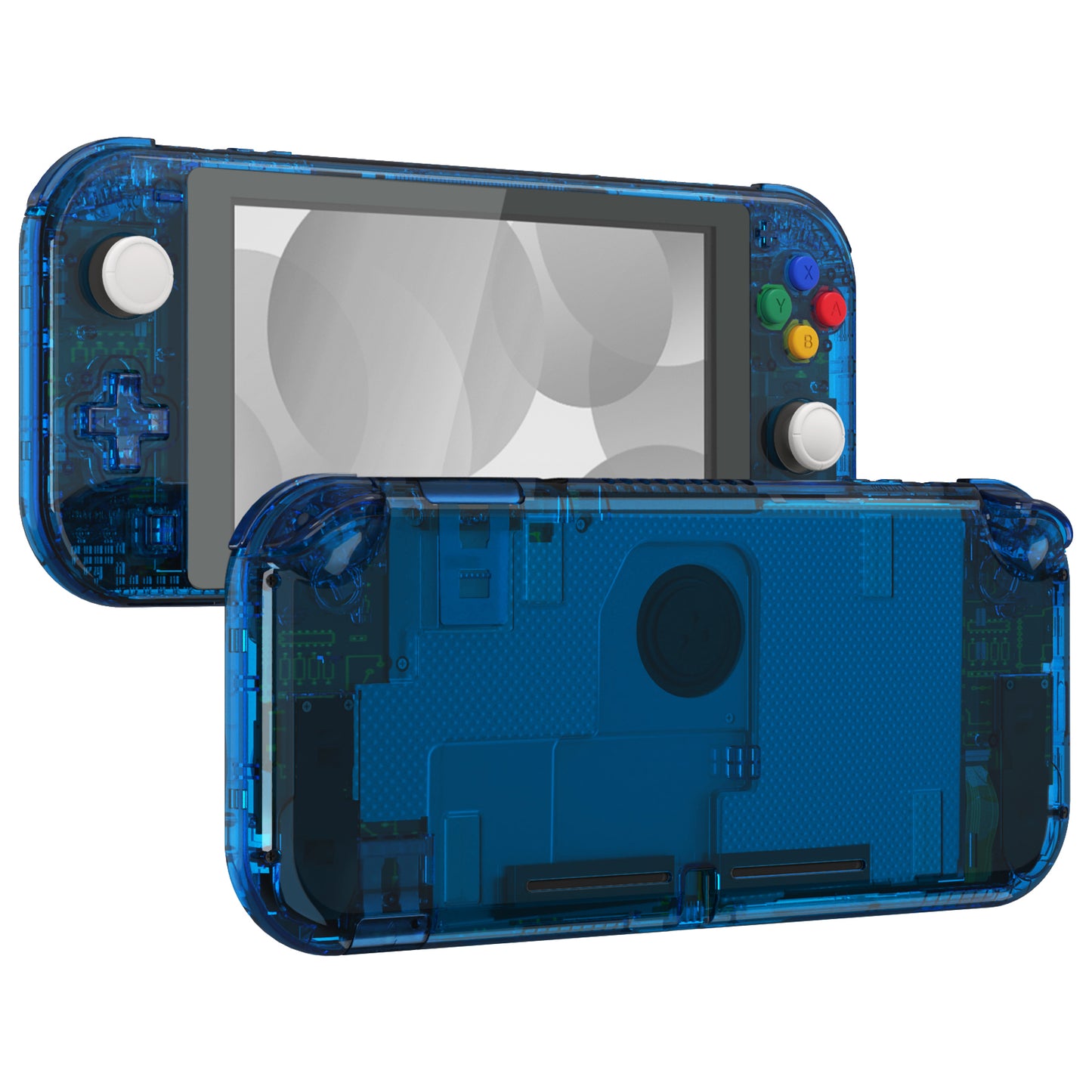 eXtremeRate Nintendo Switch Lite用交換フルセットシェル&ボタンキット保護フィルム付き【クリスタルクリアブルー】