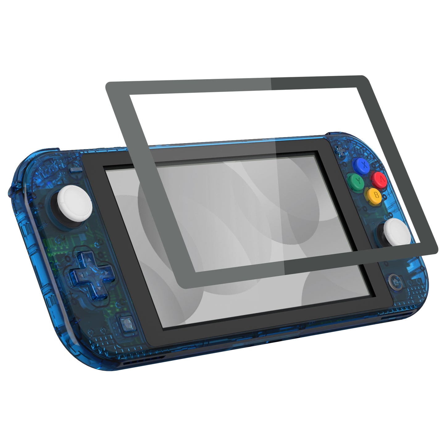eXtremeRate Nintendo Switch Lite用交換フルセットシェル&ボタンキット保護フィルム付き【クリスタルクリアブルー】