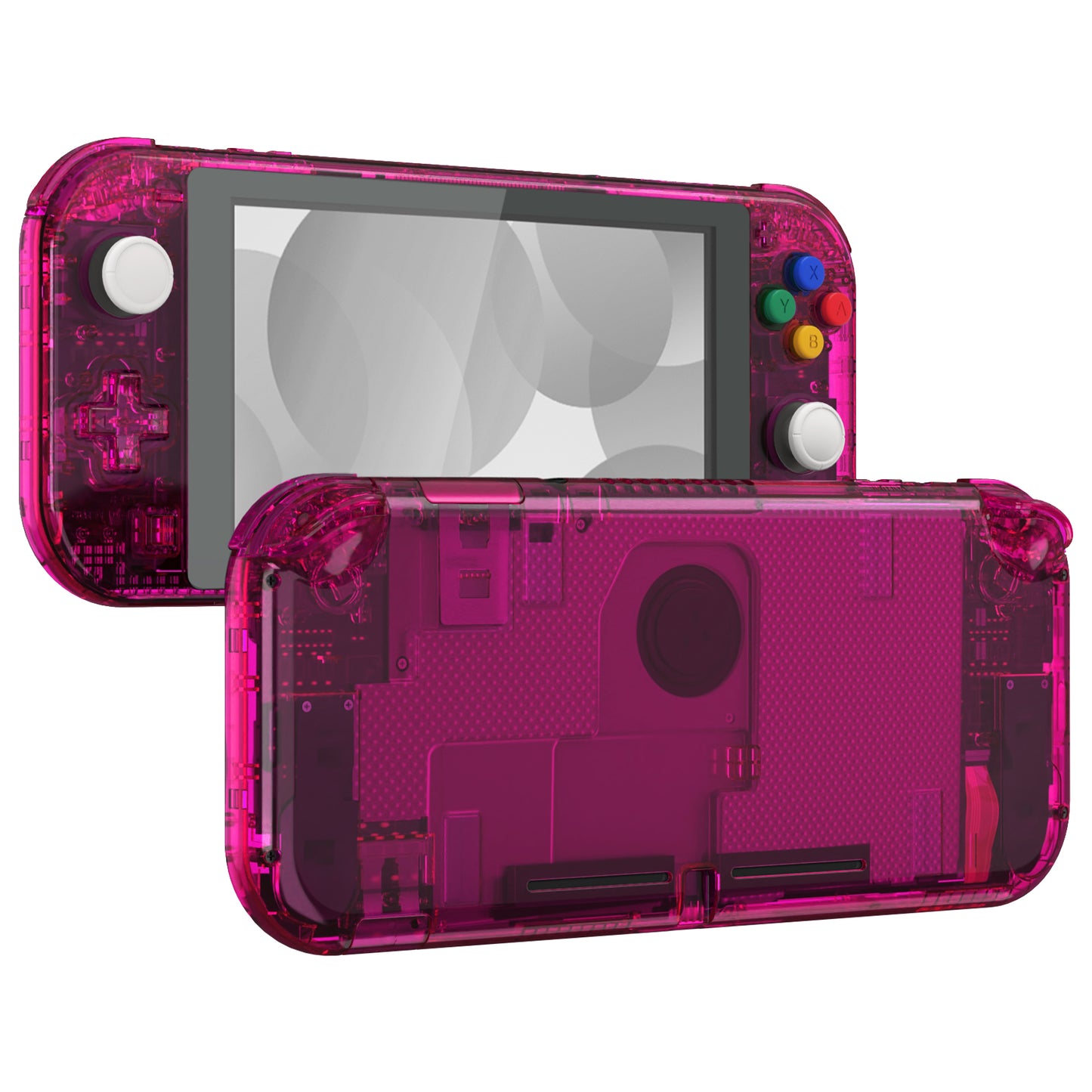 eXtremeRate Nintendo Switch Lite用交換フルセットシェル&ボタンキット保護フィルム付き【クリスタルクリアキャンディピンク】