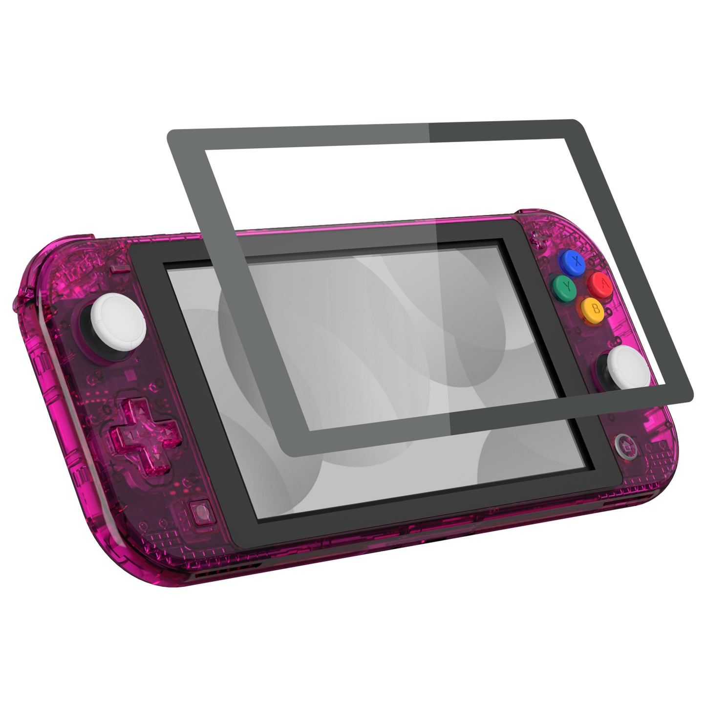 eXtremeRate Nintendo Switch Lite用交換フルセットシェル&ボタンキット保護フィルム付き【クリスタルクリアキャンディピンク】