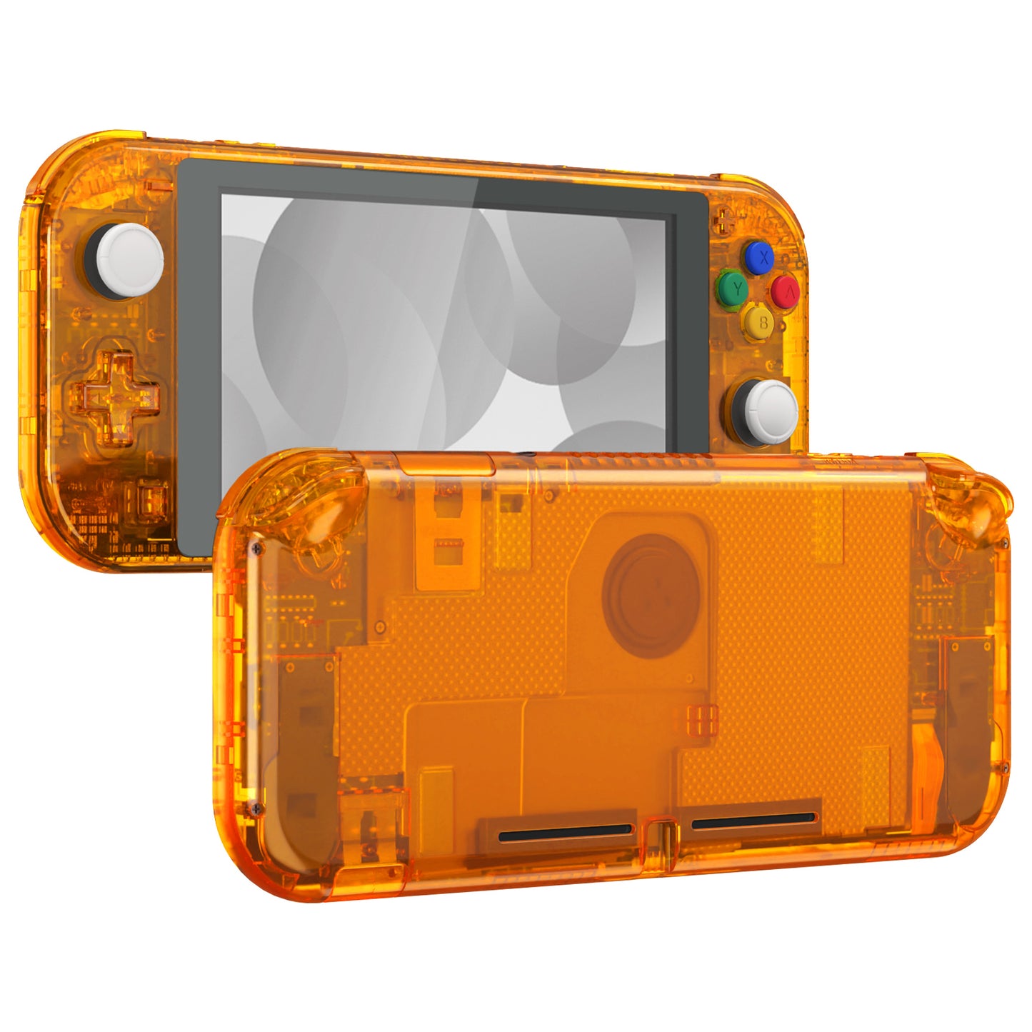 eXtremeRate Nintendo Switch Lite用交換フルセットシェル&ボタンキット保護フィルム付き【クリスタルクリアオレンジ】
