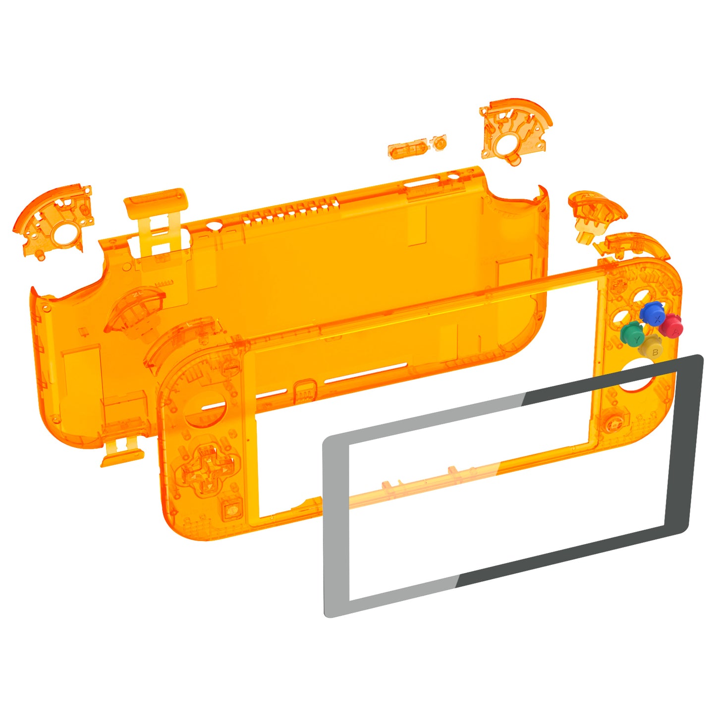 eXtremeRate Nintendo Switch Lite用交換フルセットシェル&ボタンキット保護フィルム付き【クリスタルクリアオレンジ】