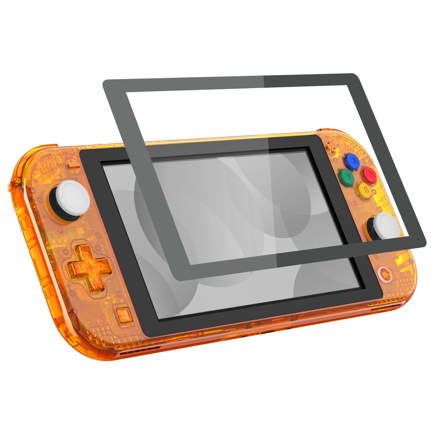 eXtremeRate Nintendo Switch Lite用交換フルセットシェル&ボタンキット保護フィルム付き【クリスタルクリアオレンジ】