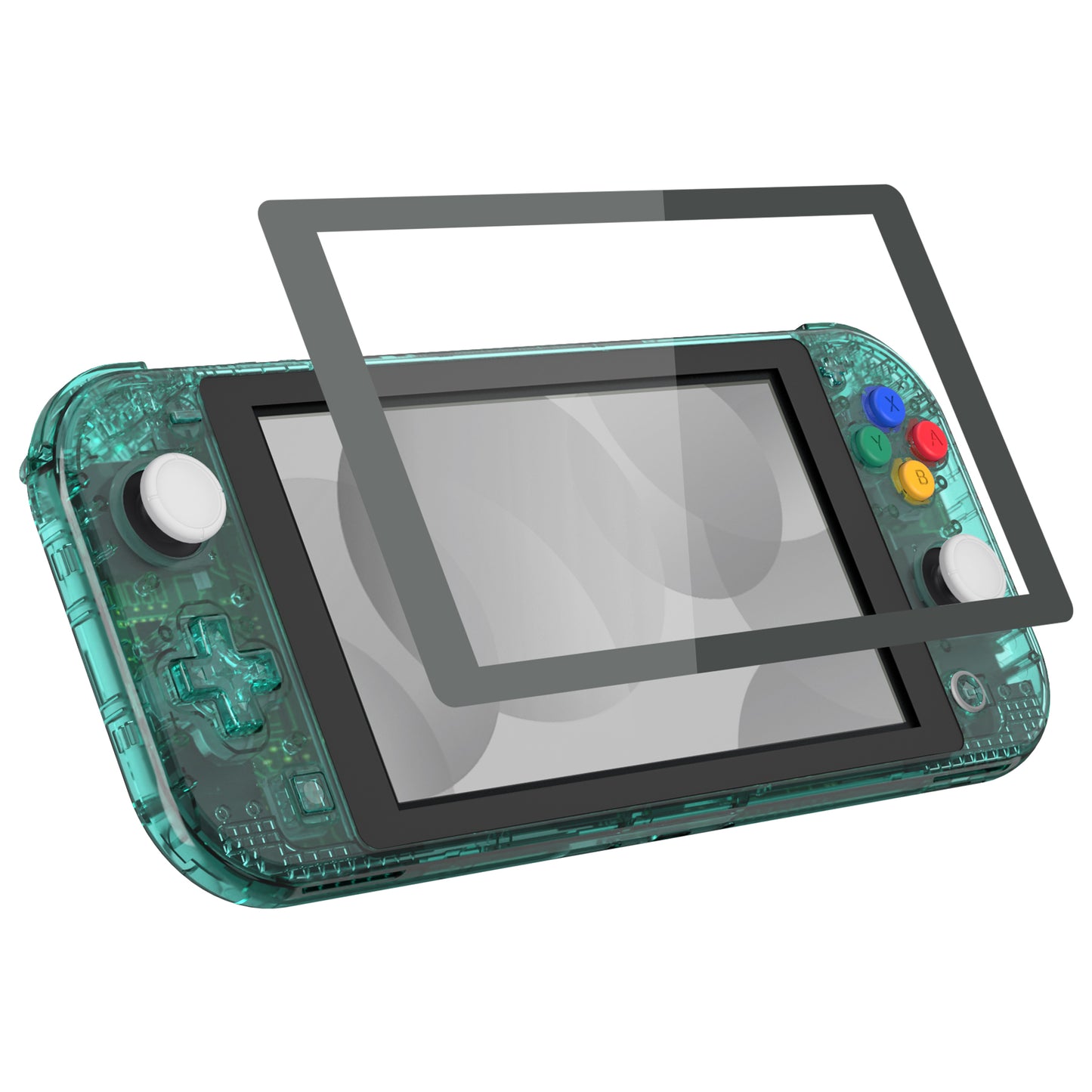 eXtremeRate Nintendo Switch Lite用交換フルセットシェル&ボタンキット保護フィルム付き【クリスタルクリアエメラルドグリーン】