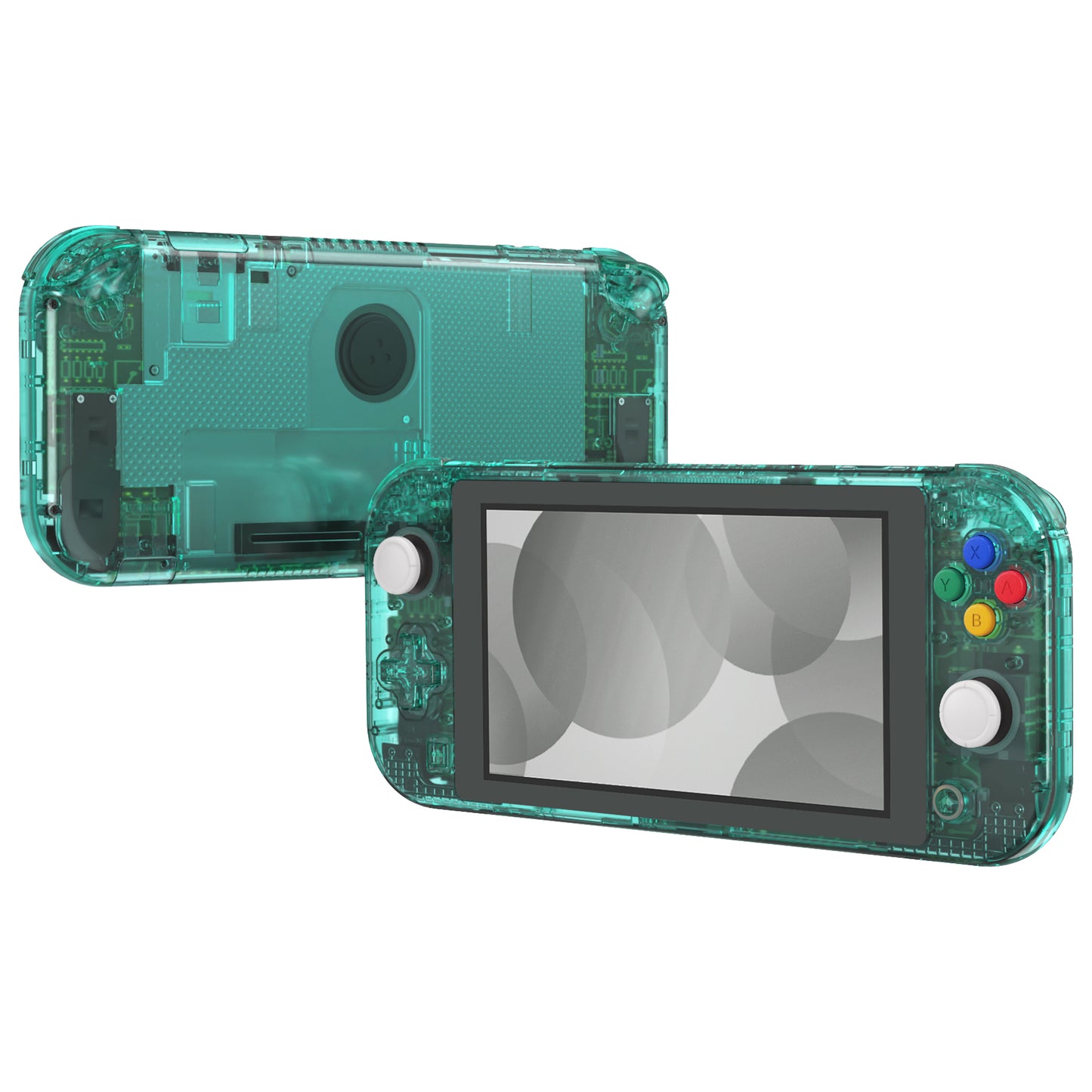 eXtremeRate Nintendo Switch Lite用交換フルセットシェル&ボタンキット保護フィルム付き【クリスタルクリアエメラルドグリーン】