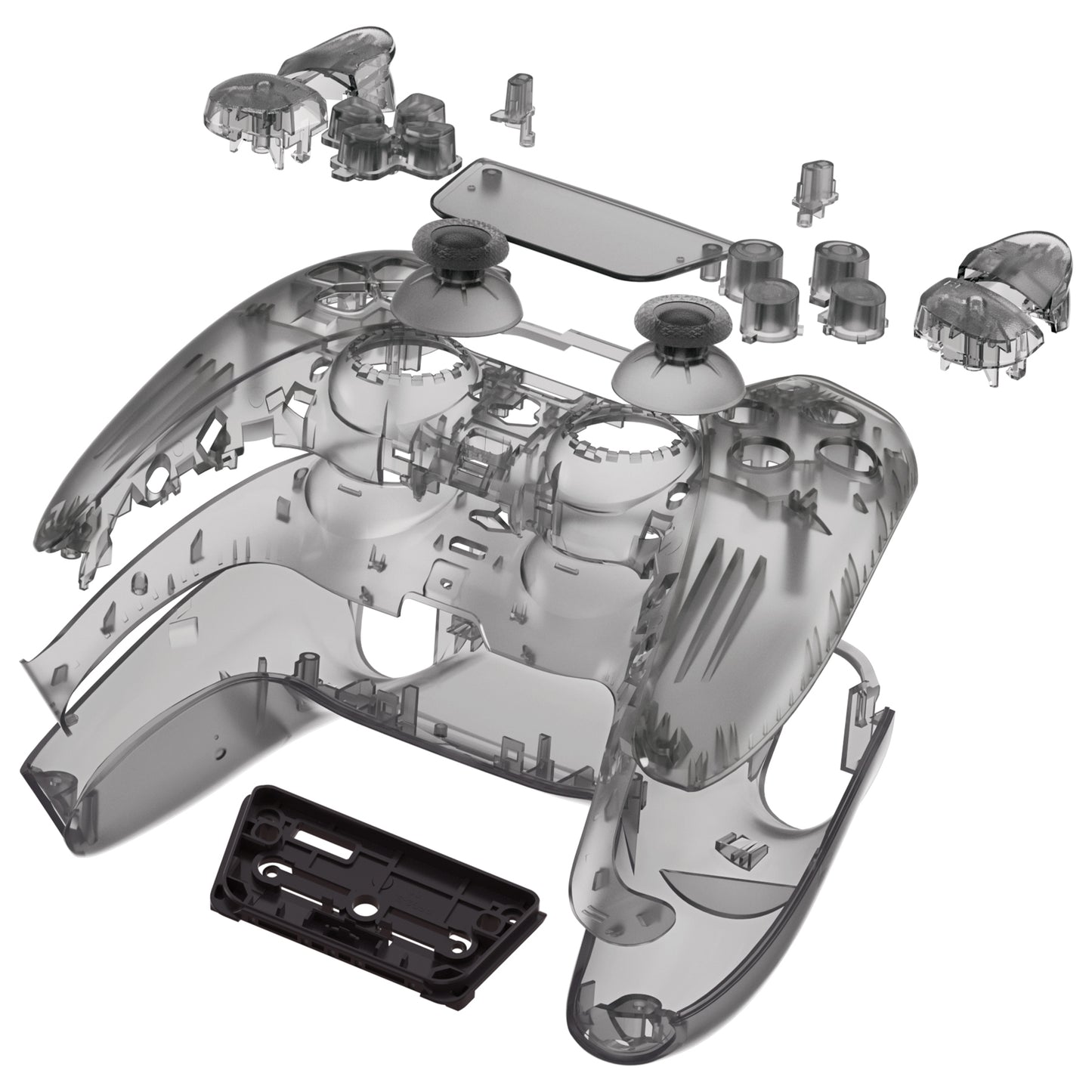 eXtremeRate PS5コントローラーBDM-010/020対応交換対応用フルセットシェル&ボタン【クリアブラック】