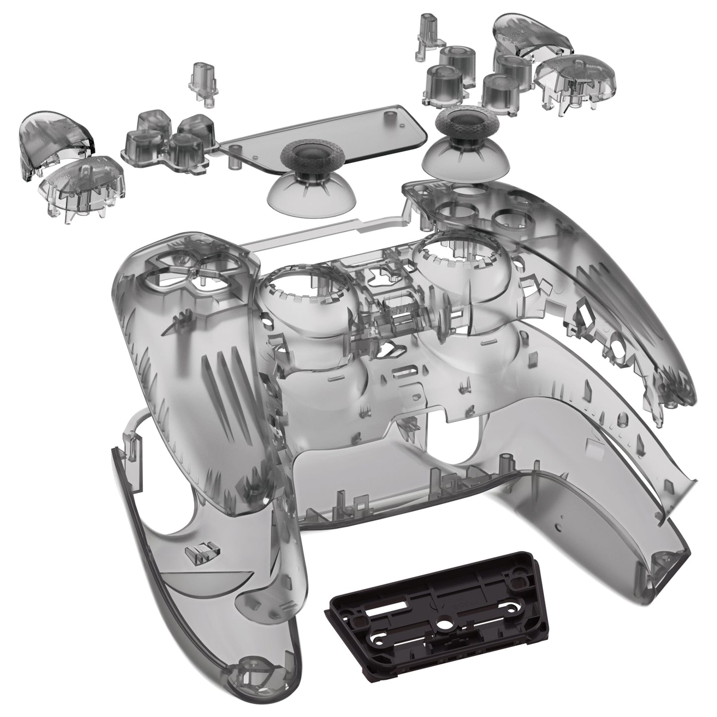 eXtremeRate PS5コントローラーBDM-010/020対応交換対応用フルセットシェル&ボタン【クリアブラック】