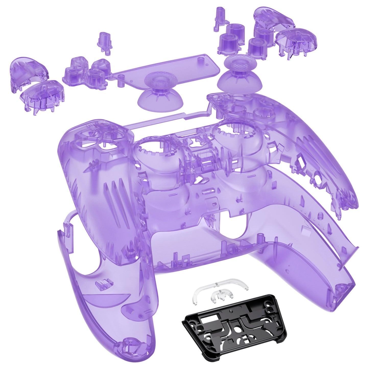 eXtremeRate PS5コントローラーBDM-030/040/050対応交換対応用フルセットシェル&ボタン【クリアパープル】