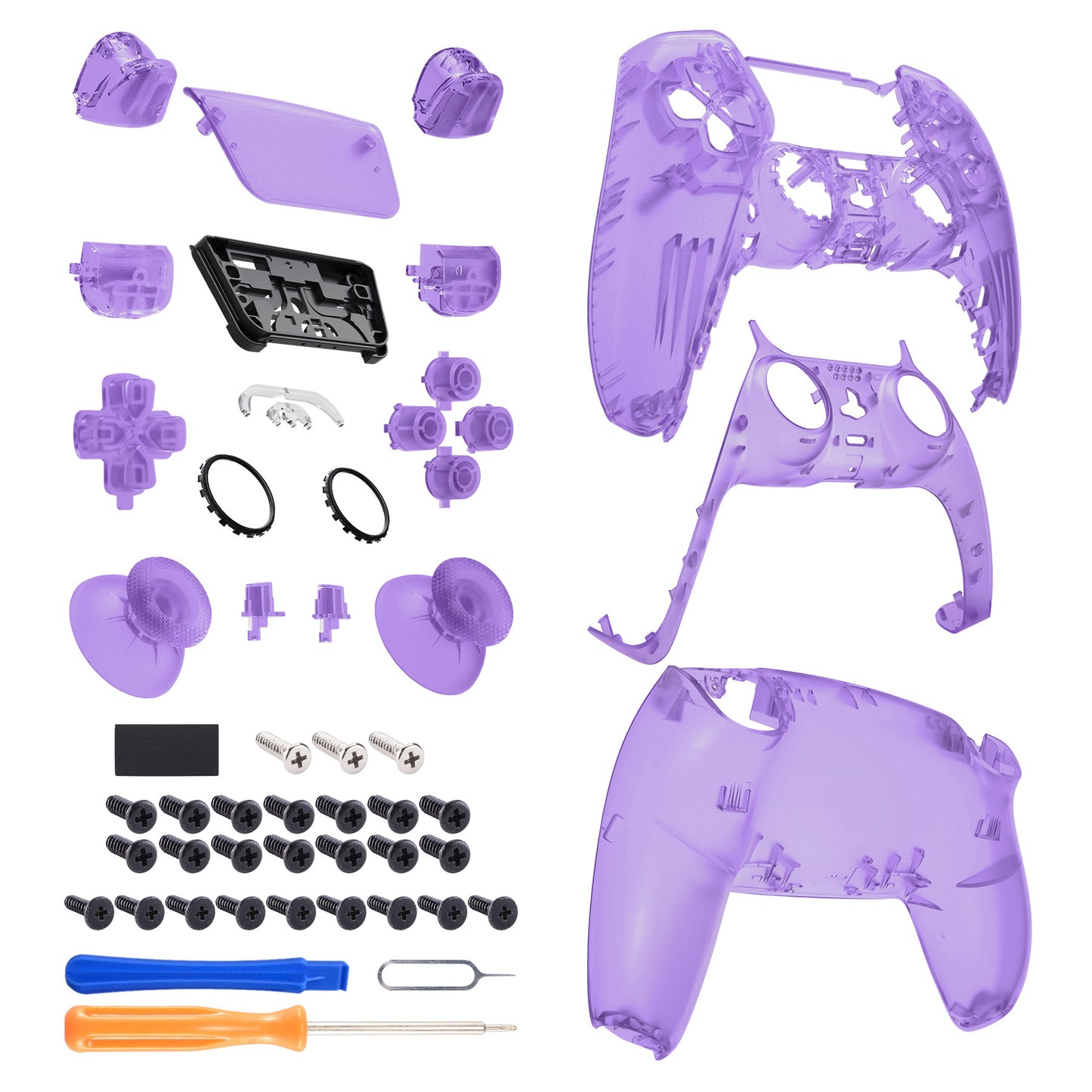 eXtremeRate PS5コントローラーBDM-030/040/050対応交換対応用フルセットシェル&ボタン【クリアパープル】