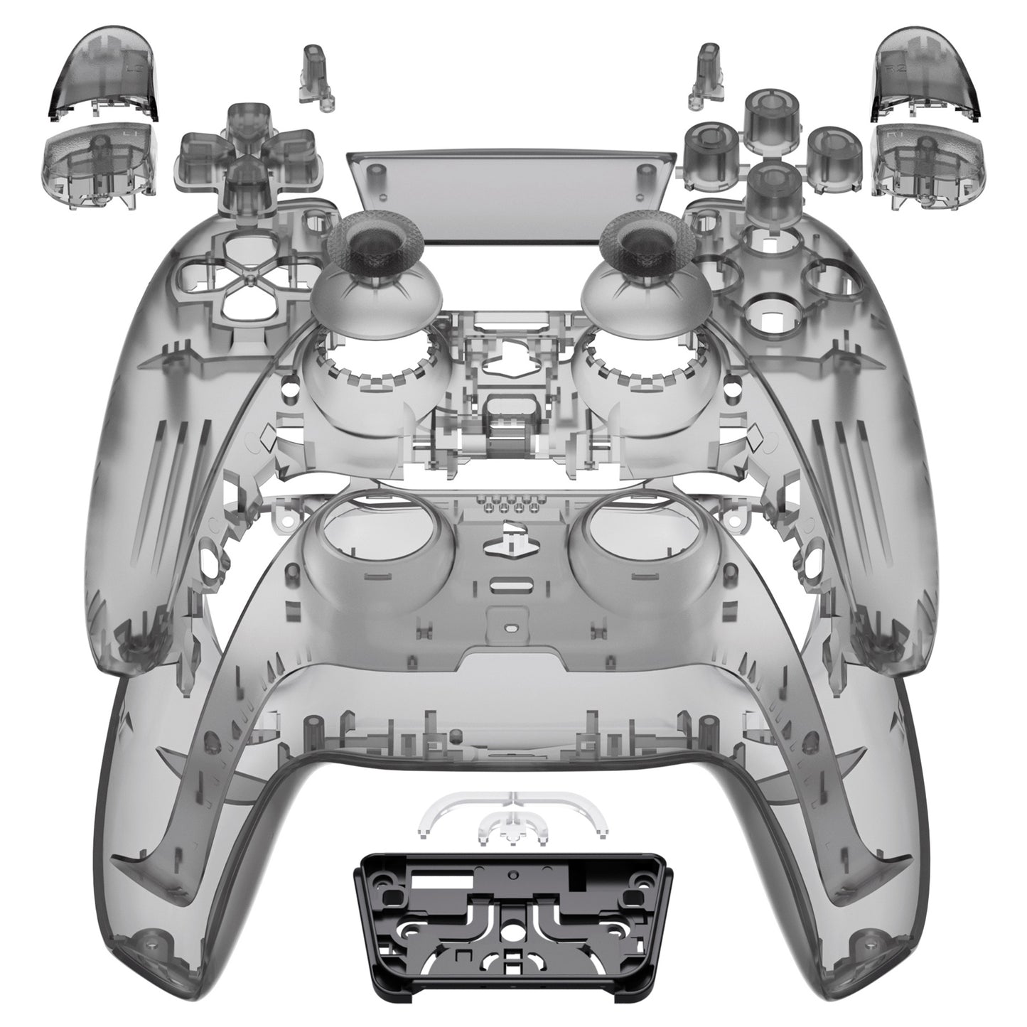 eXtremeRate PS5コントローラーBDM-030/040/050対応交換対応用フルセットシェル&ボタン【クリアブラック】