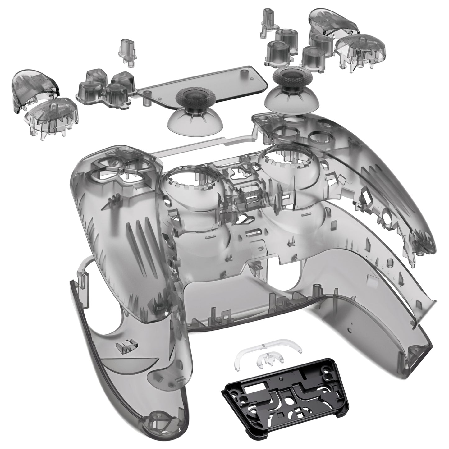 eXtremeRate PS5コントローラーBDM-030/040/050対応交換対応用フルセットシェル&ボタン【クリアブラック】