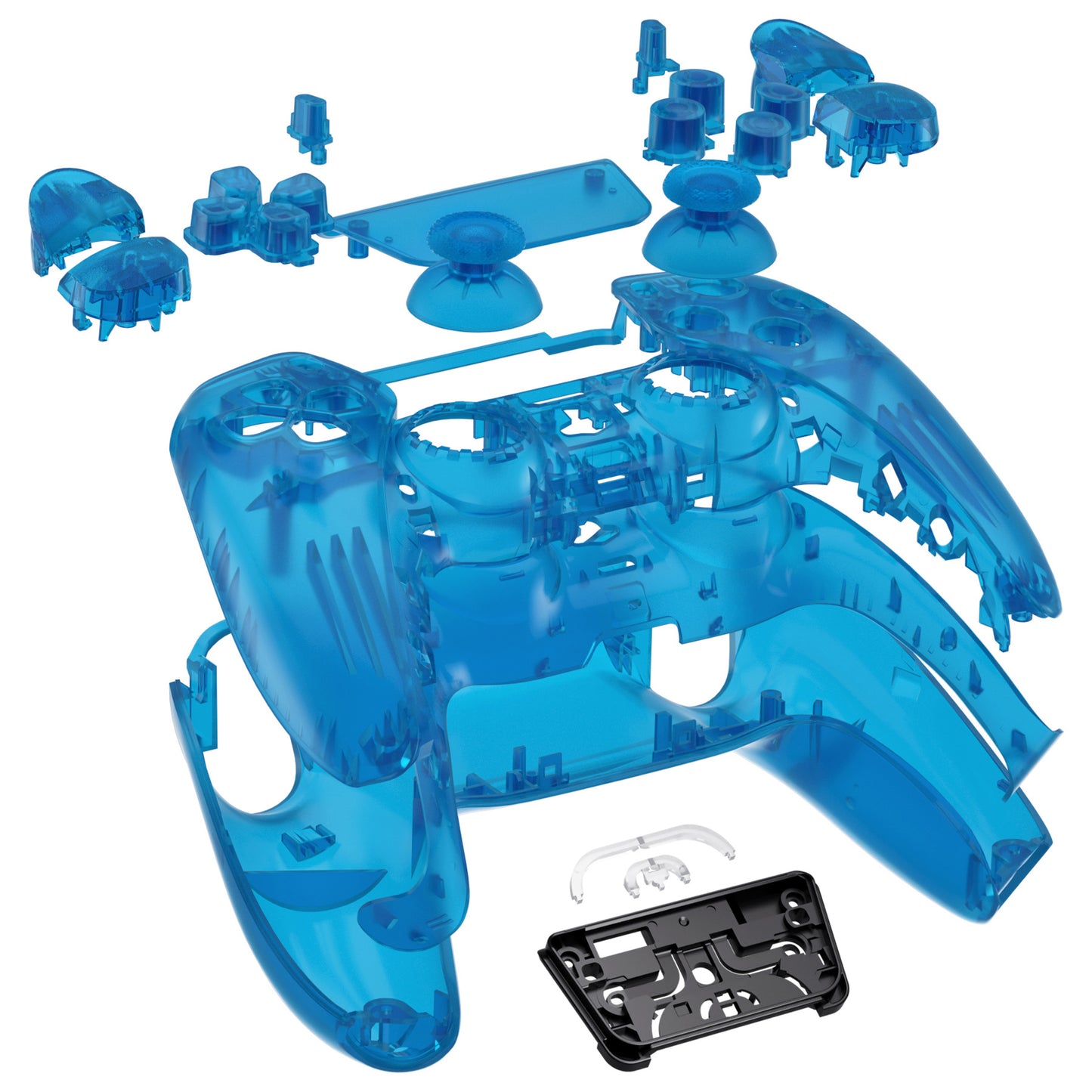 eXtremeRate PS5コントローラーBDM-030/040/050対応交換対応用フルセットシェル&ボタン【クリアブルー】