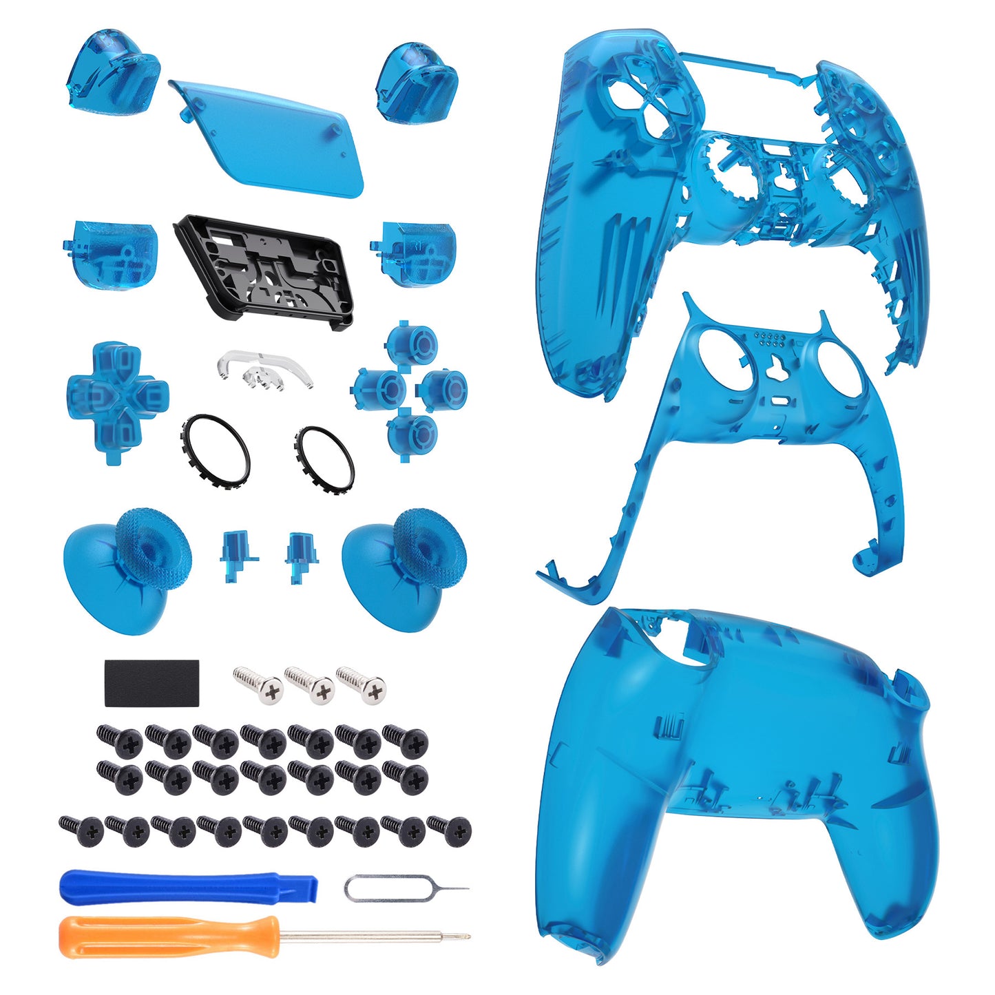 eXtremeRate PS5コントローラーBDM-030/040/050対応交換対応用フルセットシェル&ボタン【クリアブルー】
