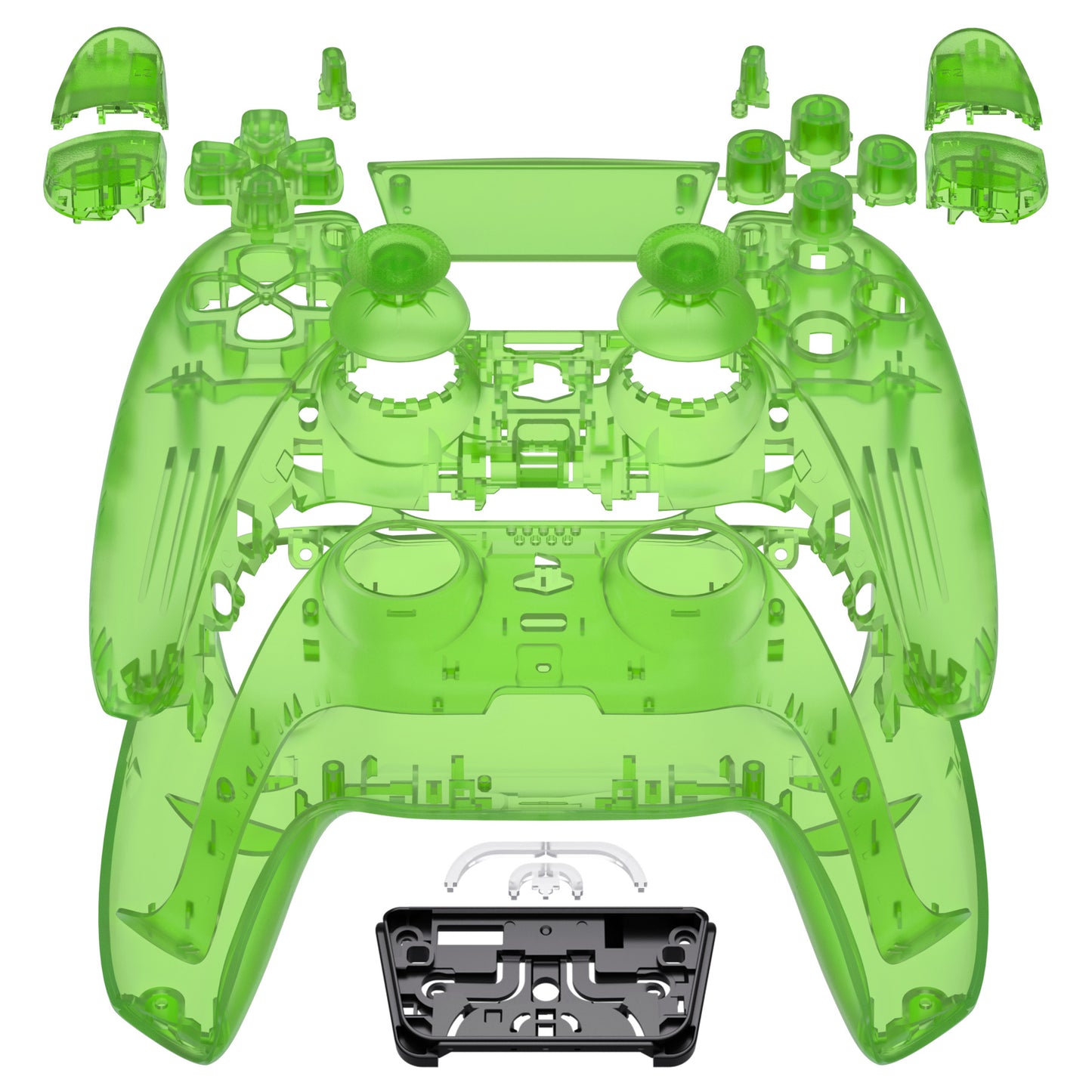 eXtremeRate PS5コントローラーBDM-030/040/050対応交換対応用フルセットシェル&ボタン【クリアグリーン】
