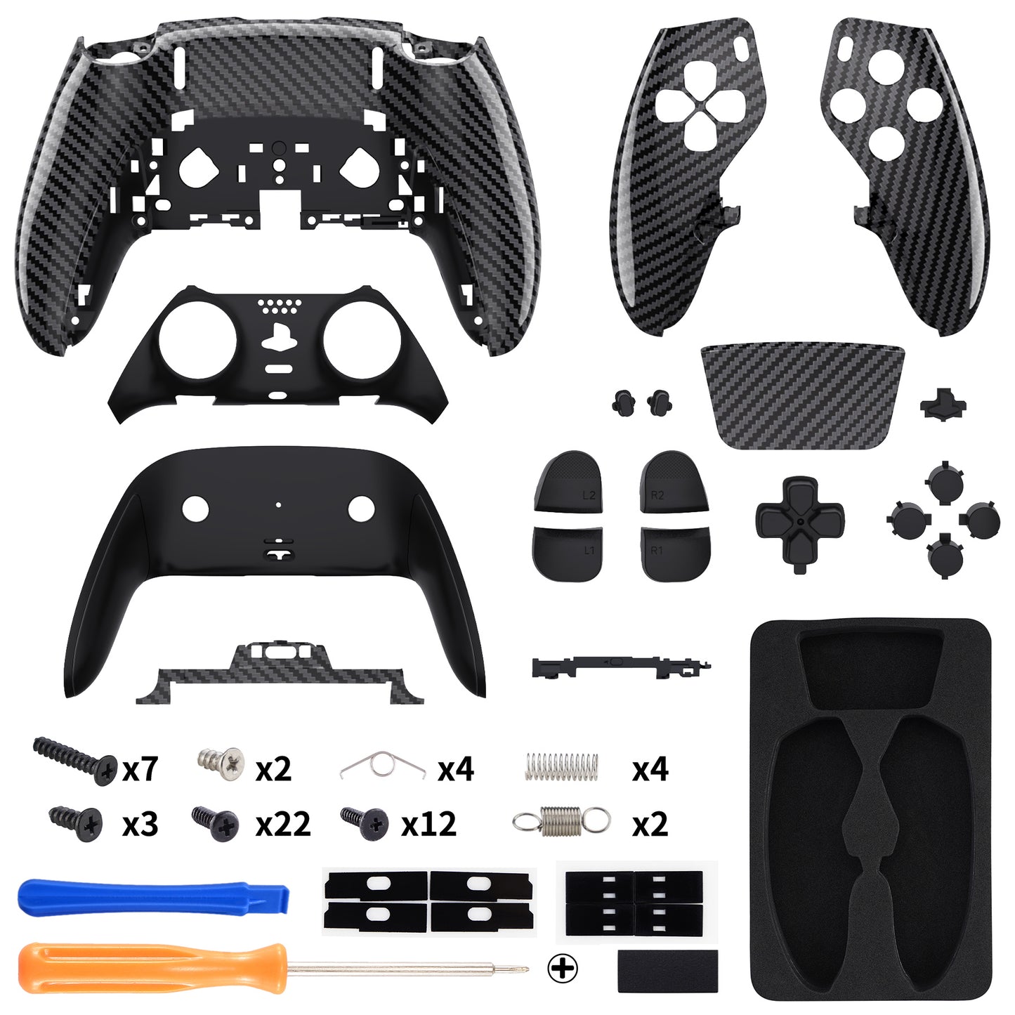 eXtremeRate PS5 edgeコントローラー対応交換対応用フルセットシェル&ボタン【グラファイトカーボンファイバー】