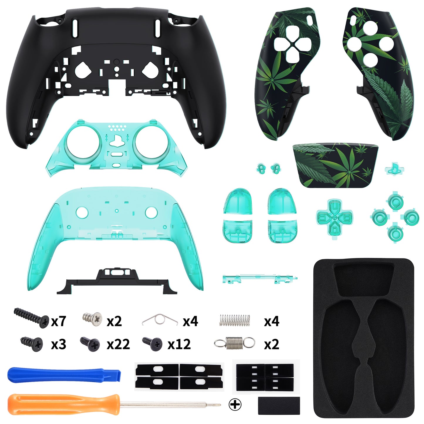 eXtremeRate PS5 edgeコントローラー対応交換対応用フルセットシェル&ボタン【緑の葉っぱ】