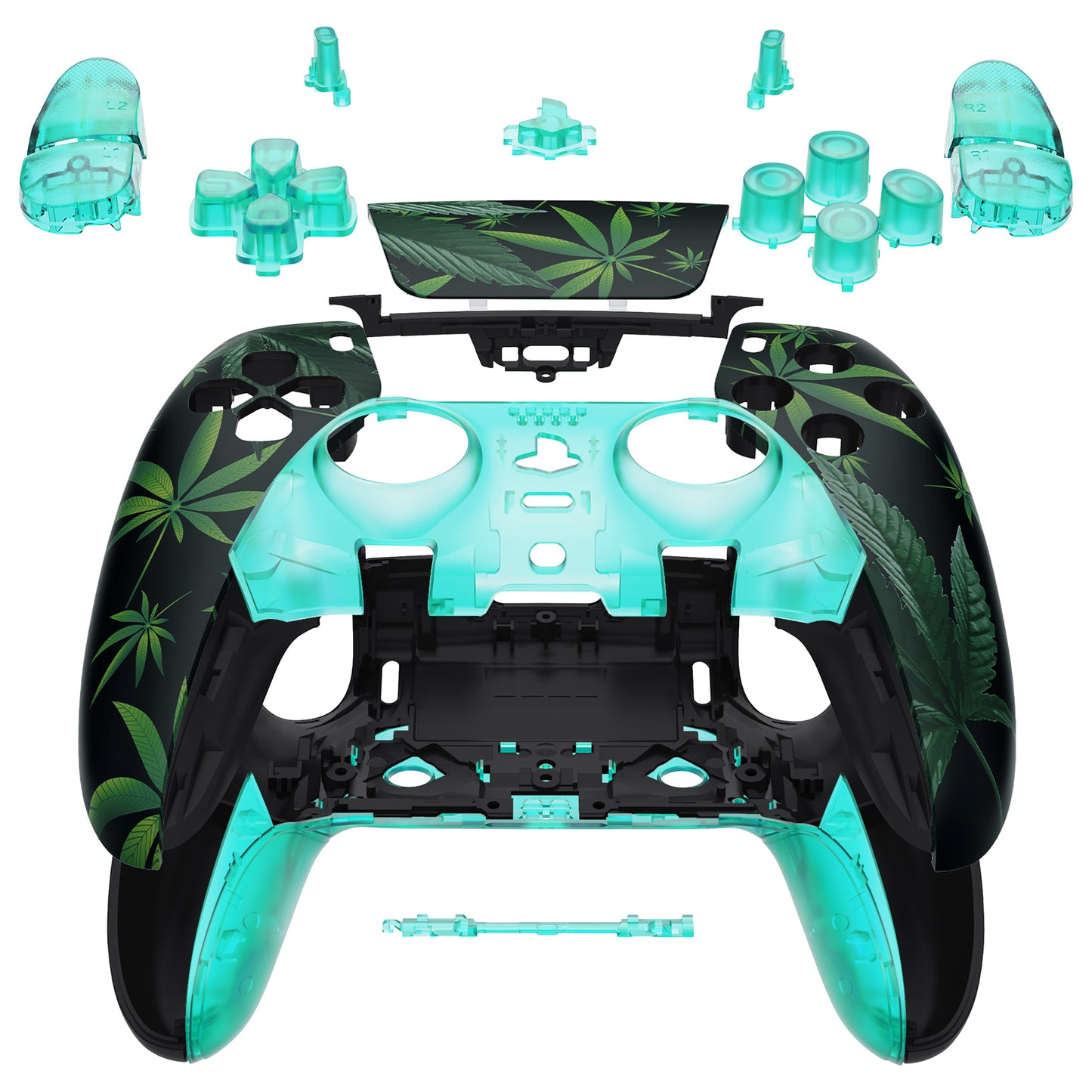 eXtremeRate PS5 edgeコントローラー対応交換対応用フルセットシェル&ボタン【緑の葉っぱ】