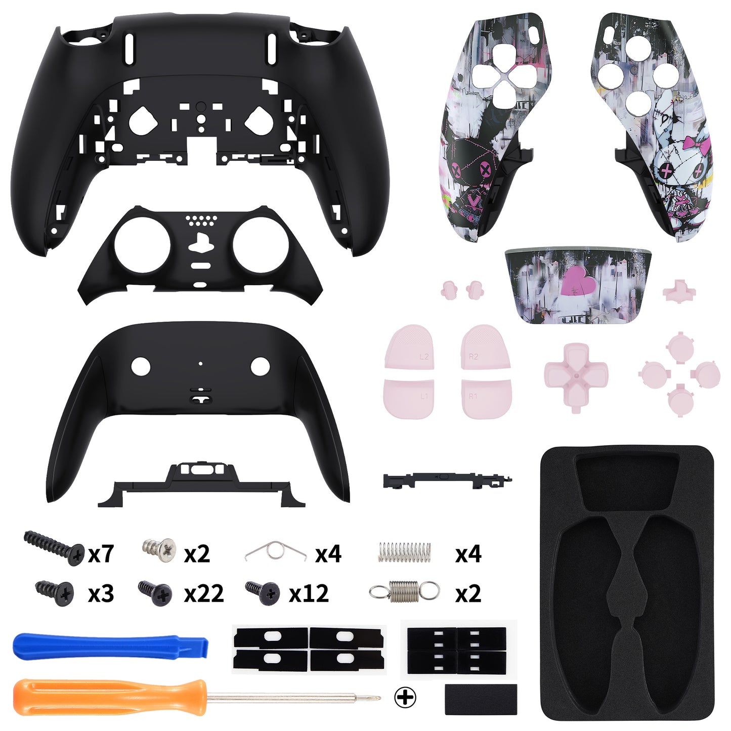 eXtremeRate PS5 edgeコントローラー対応交換対応用フルセットシェル&ボタン【可愛いパンク兎ちゃん】