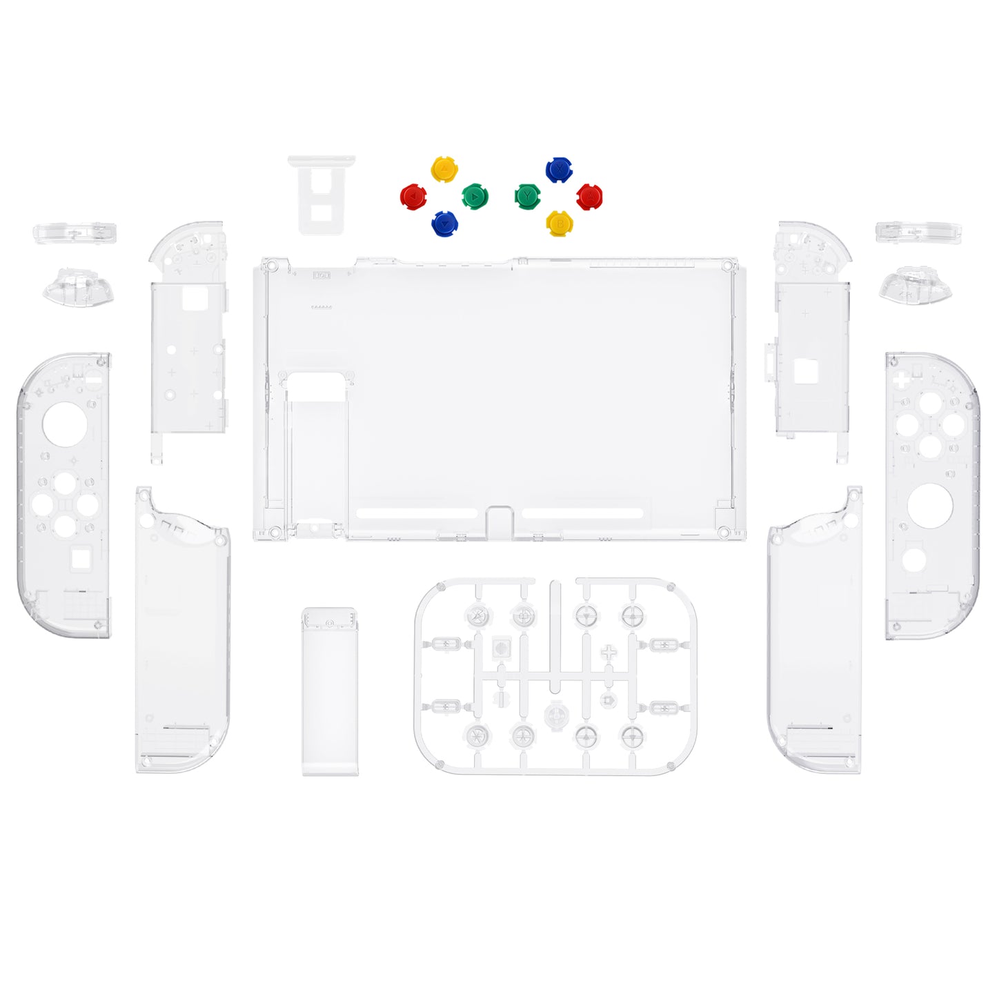 eXtremeRate Nintendo Switch用交換フルセットシェル&ボタン【クリスタルクリア】