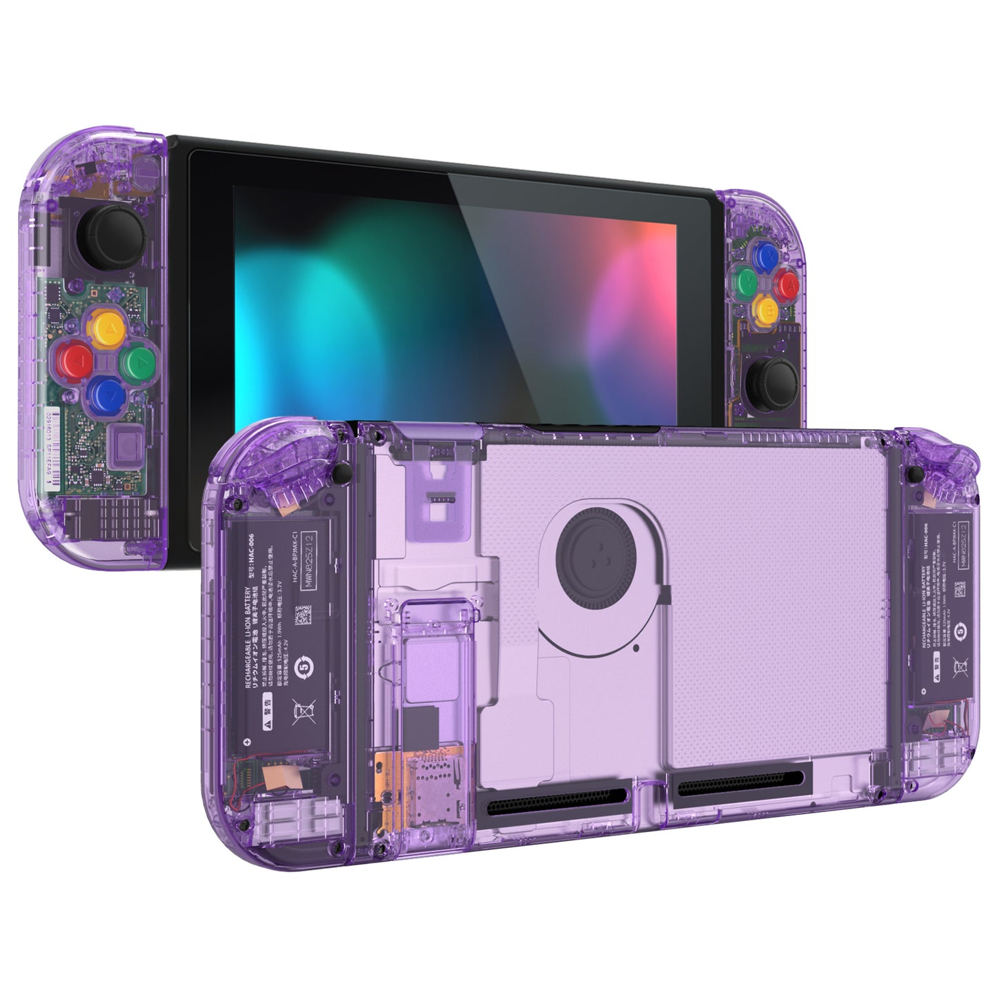 eXtremeRate Nintendo Switch用交換フルセットシェル&ボタン【クリスタルクリアパープル】