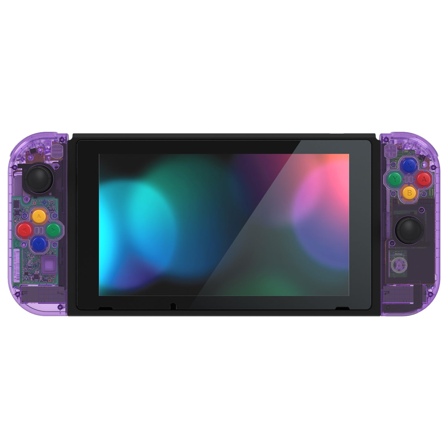 eXtremeRate Nintendo Switch用交換フルセットシェル&ボタン【クリスタルクリアパープル】