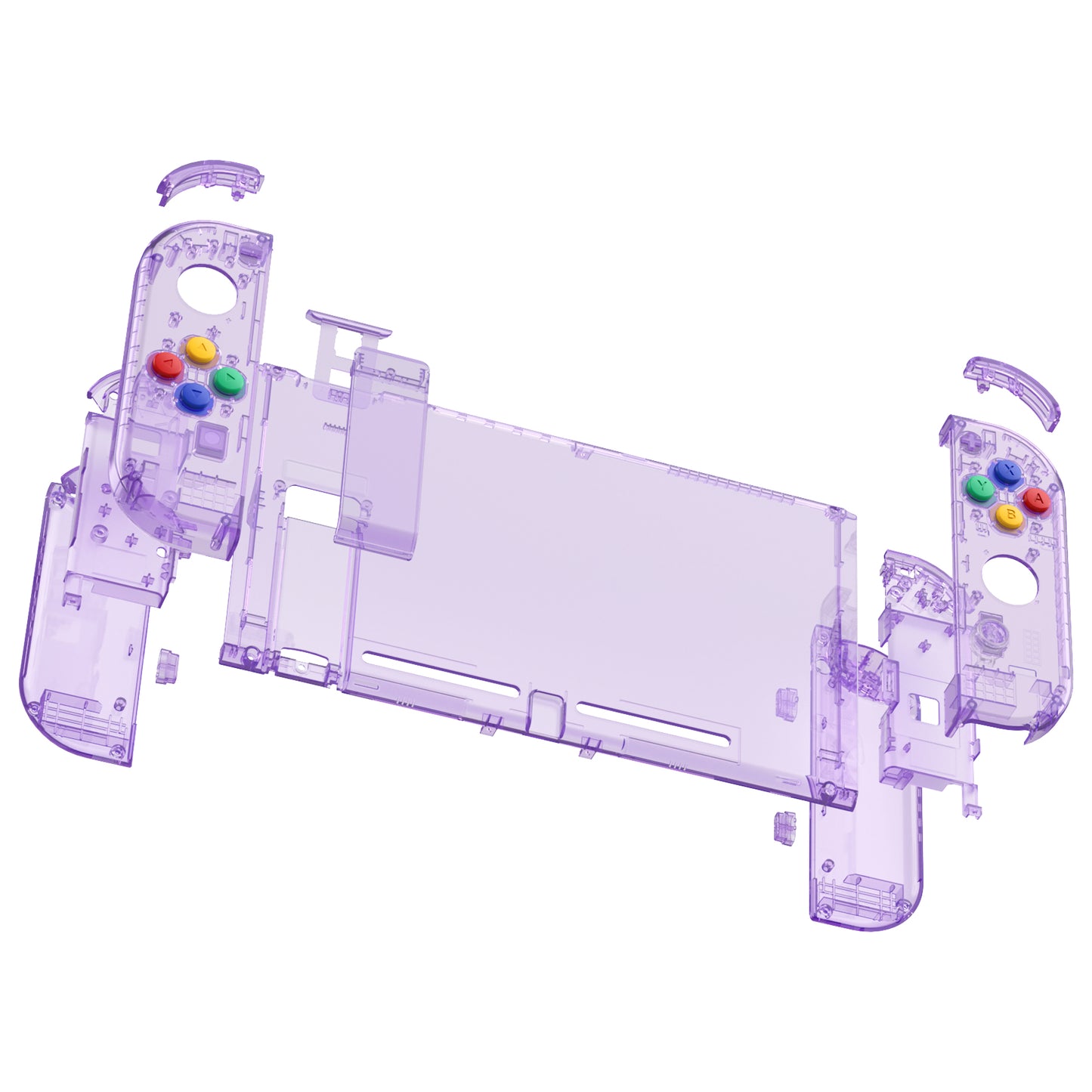 eXtremeRate Nintendo Switch用交換フルセットシェル&ボタン【クリスタルクリアパープル】