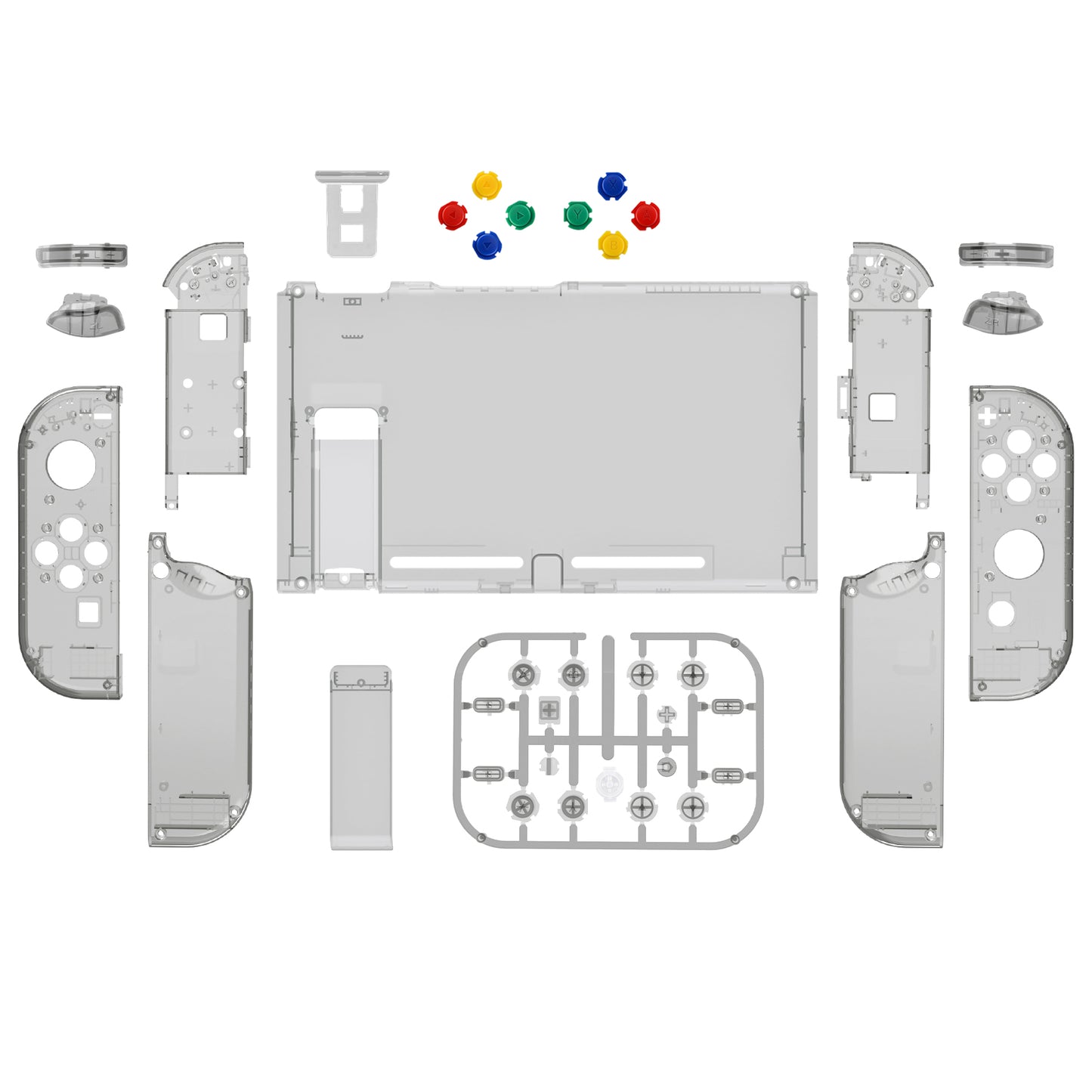 eXtremeRate Nintendo Switch用交換フルセットシェル&ボタン【クリスタルクリアブラック】