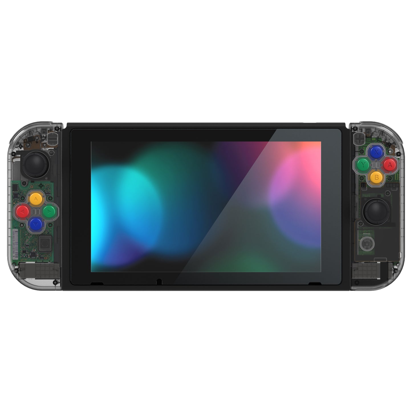 eXtremeRate Nintendo Switch用交換フルセットシェル&ボタン【クリスタルクリアブラック】