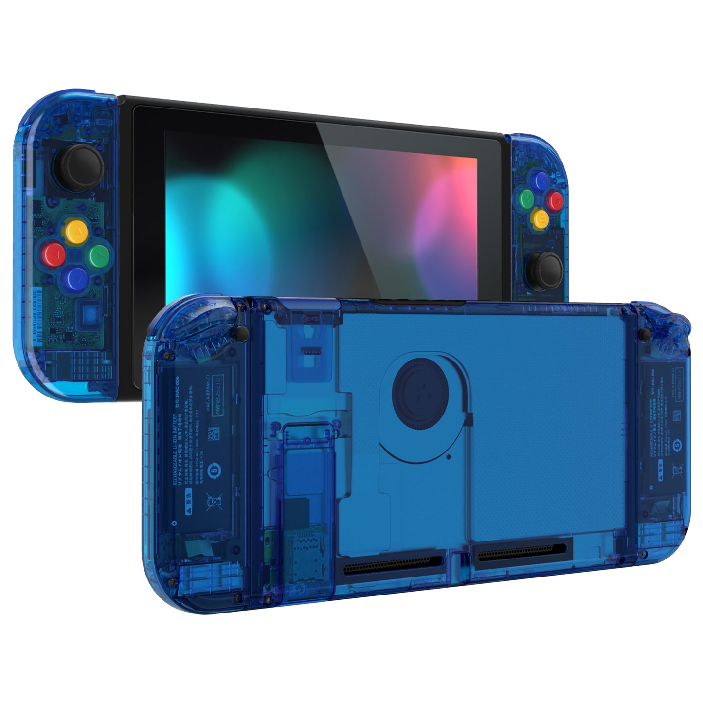 eXtremeRate Nintendo Switch用交換フルセットシェル&ボタン【クリスタルクリアブルー】