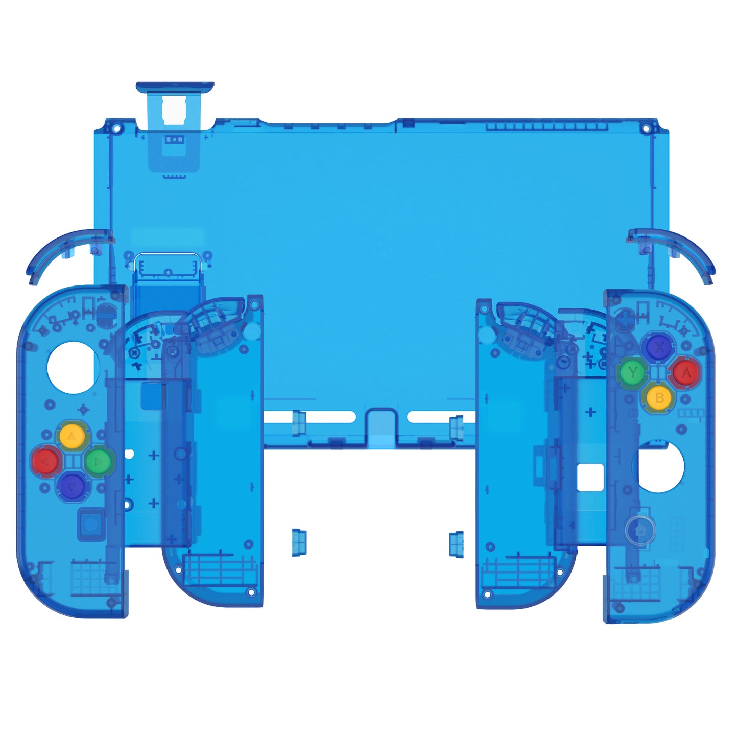 eXtremeRate Nintendo Switch用交換フルセットシェル&ボタン【クリスタルクリアブルー】