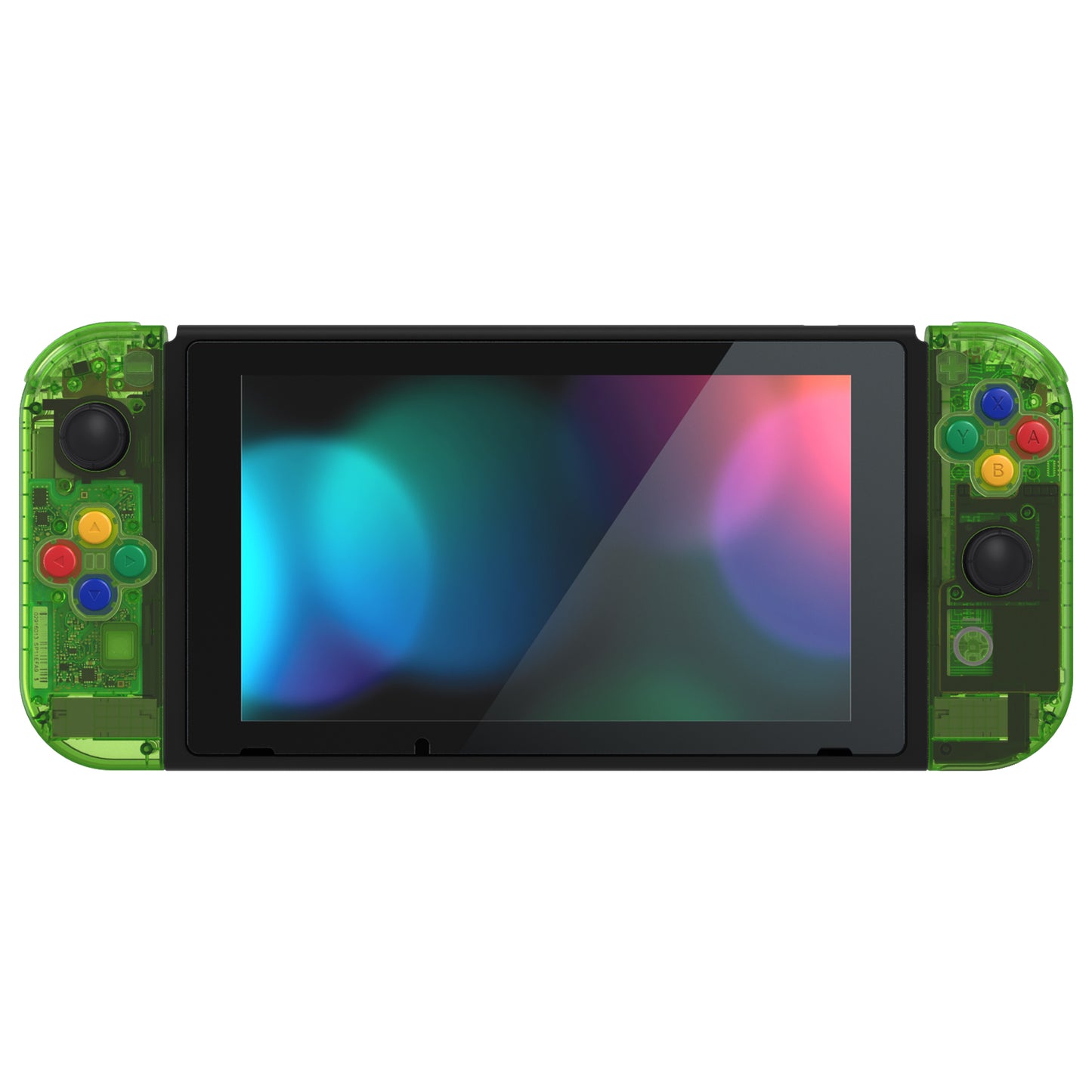 eXtremeRate Nintendo Switch用交換フルセットシェル&ボタン【スケルトンフォレストグリーン】